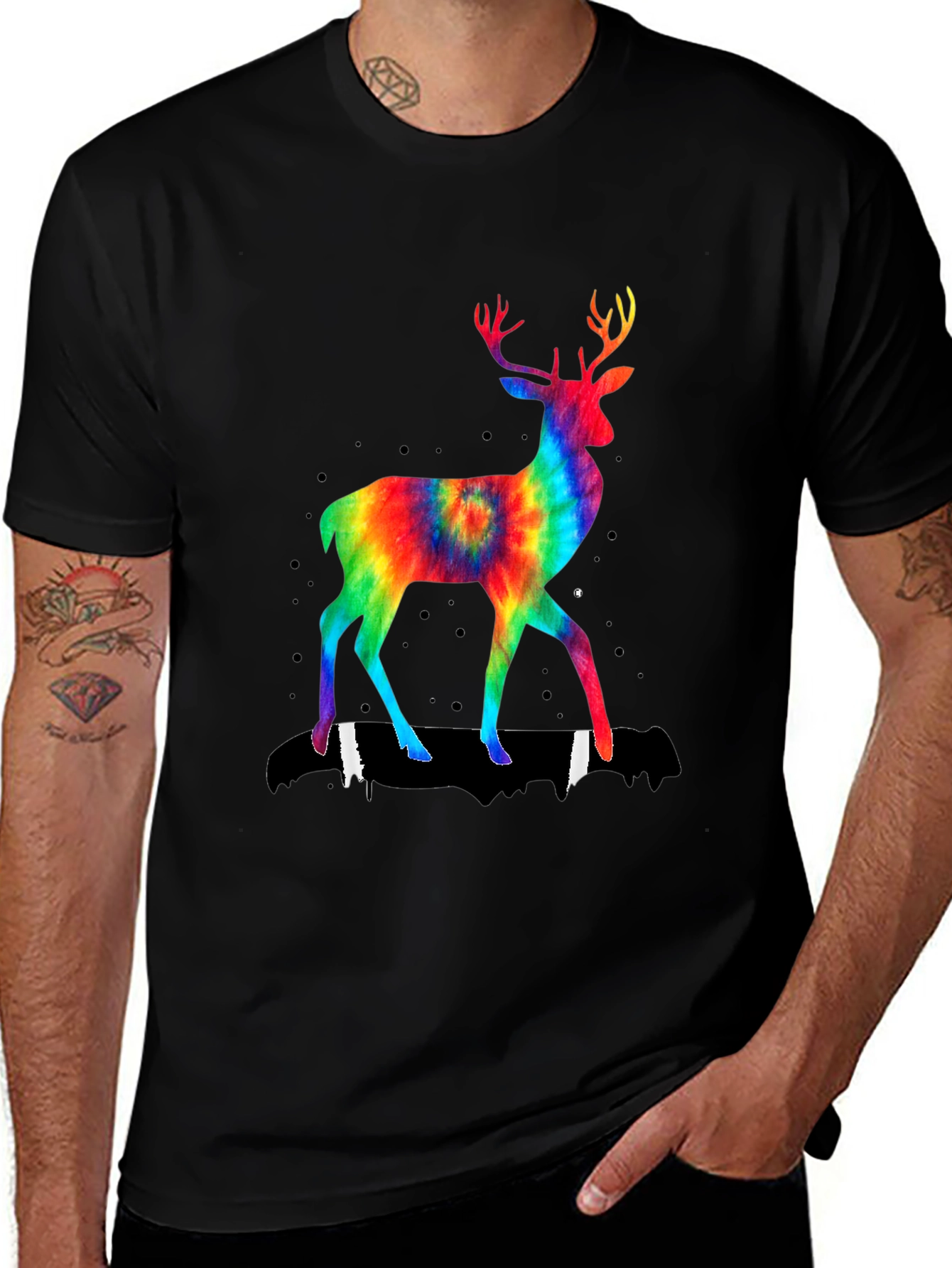 Rainbow Tie Dye Deer Graphic Tee