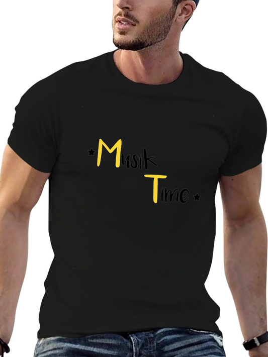 Musik Time Graphic Tee - Trendy Black T-Shirt