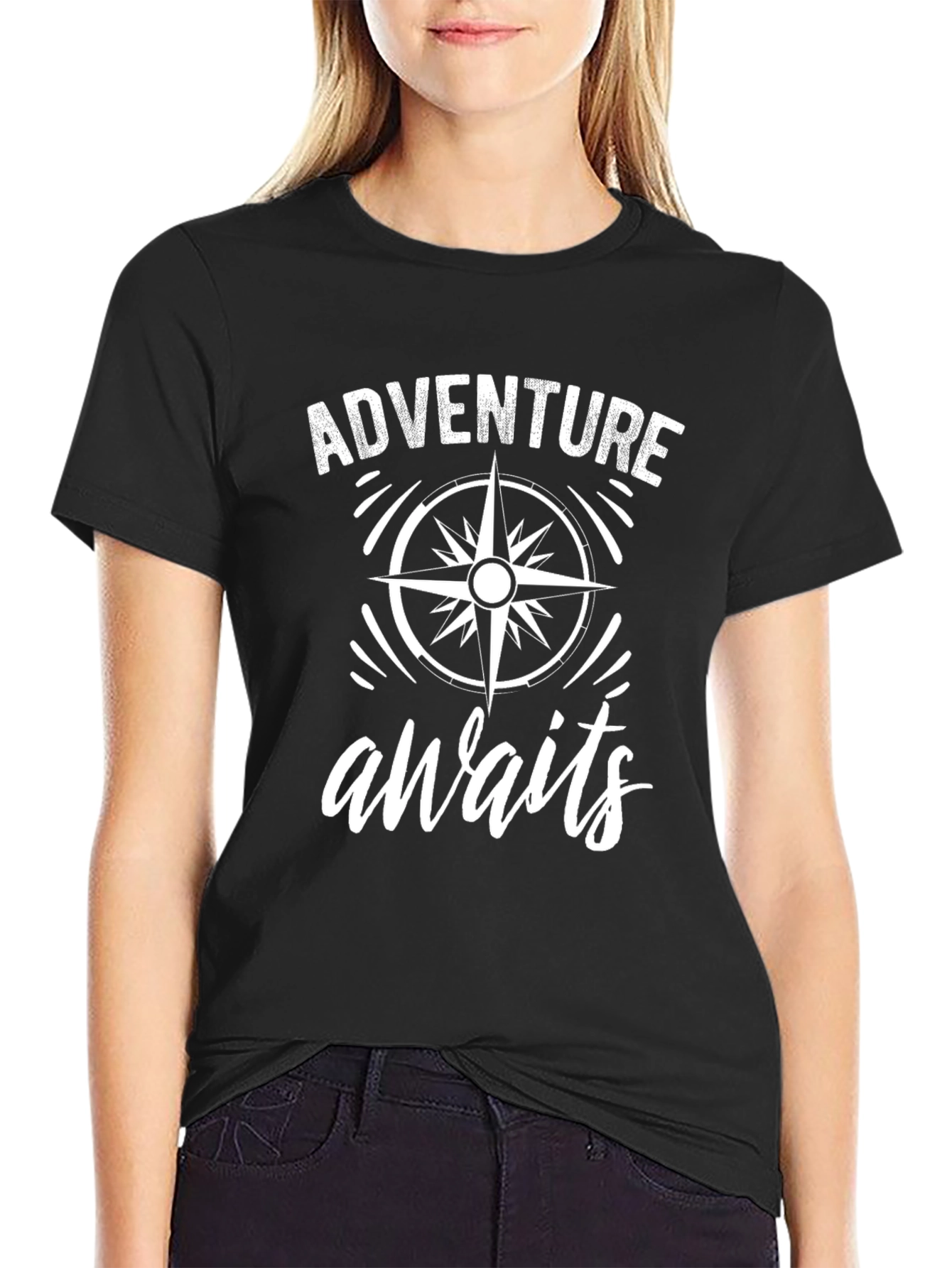 Adventure Awaits Graphic T-Shirt - Black