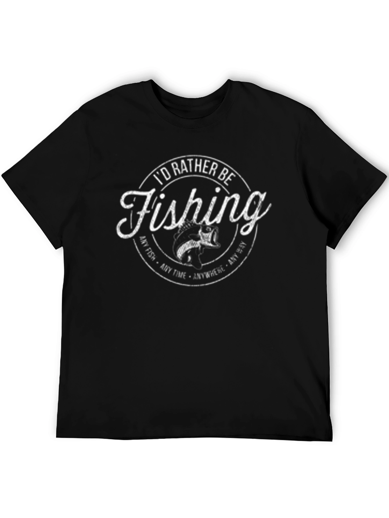 Id Rather Be Fishing Black T-Shirt