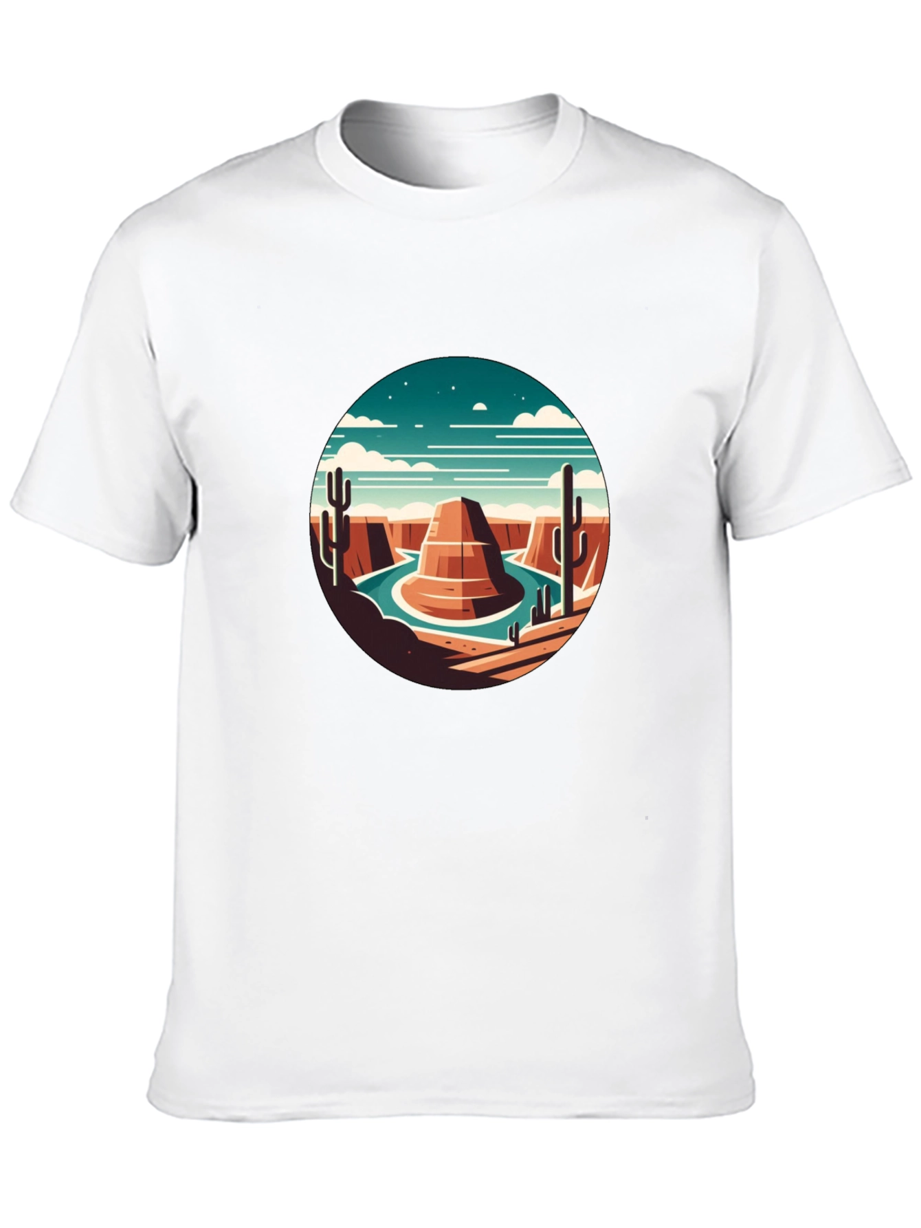 Desert Scene Graphic Tee - Black Crewneck T-Shirt