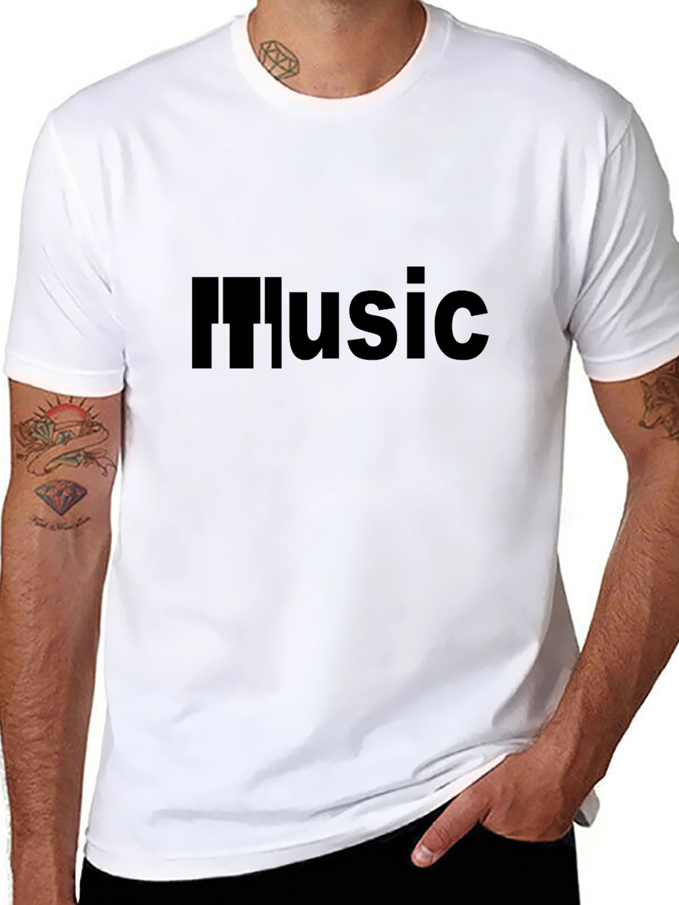 Music Graphic Tee - Black Casual T-Shirt