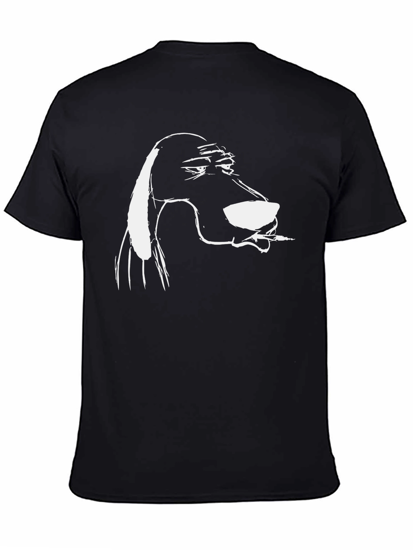 Cool Dog Cartoon Tee - Black Cotton Blend