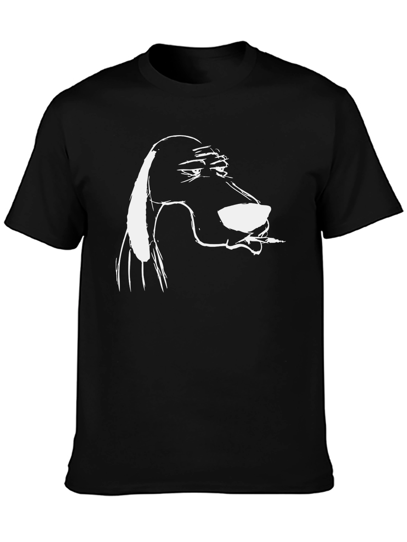 Cool Dog Cartoon Tee - Black Cotton Blend