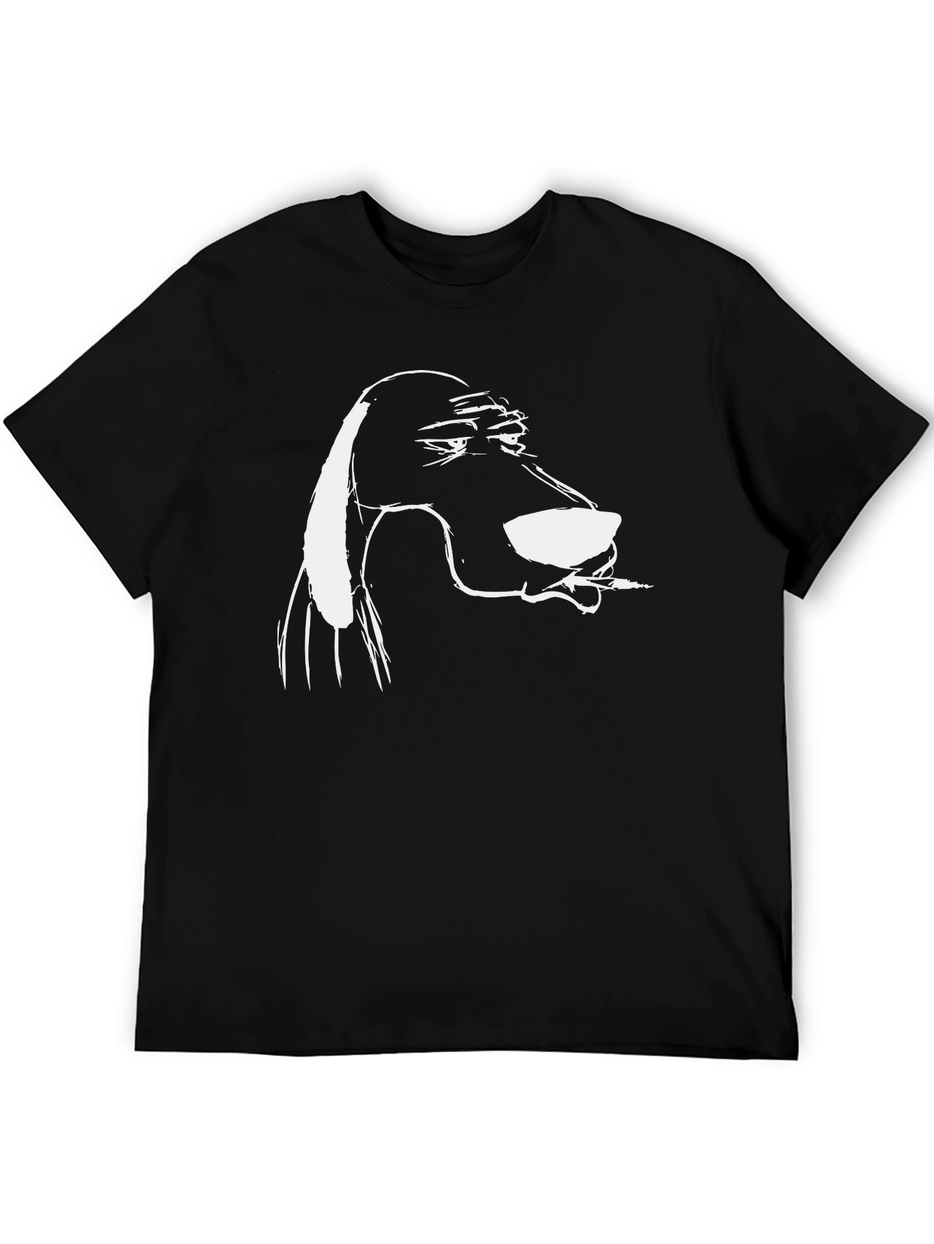 Cool Dog Cartoon Tee - Black Cotton Blend