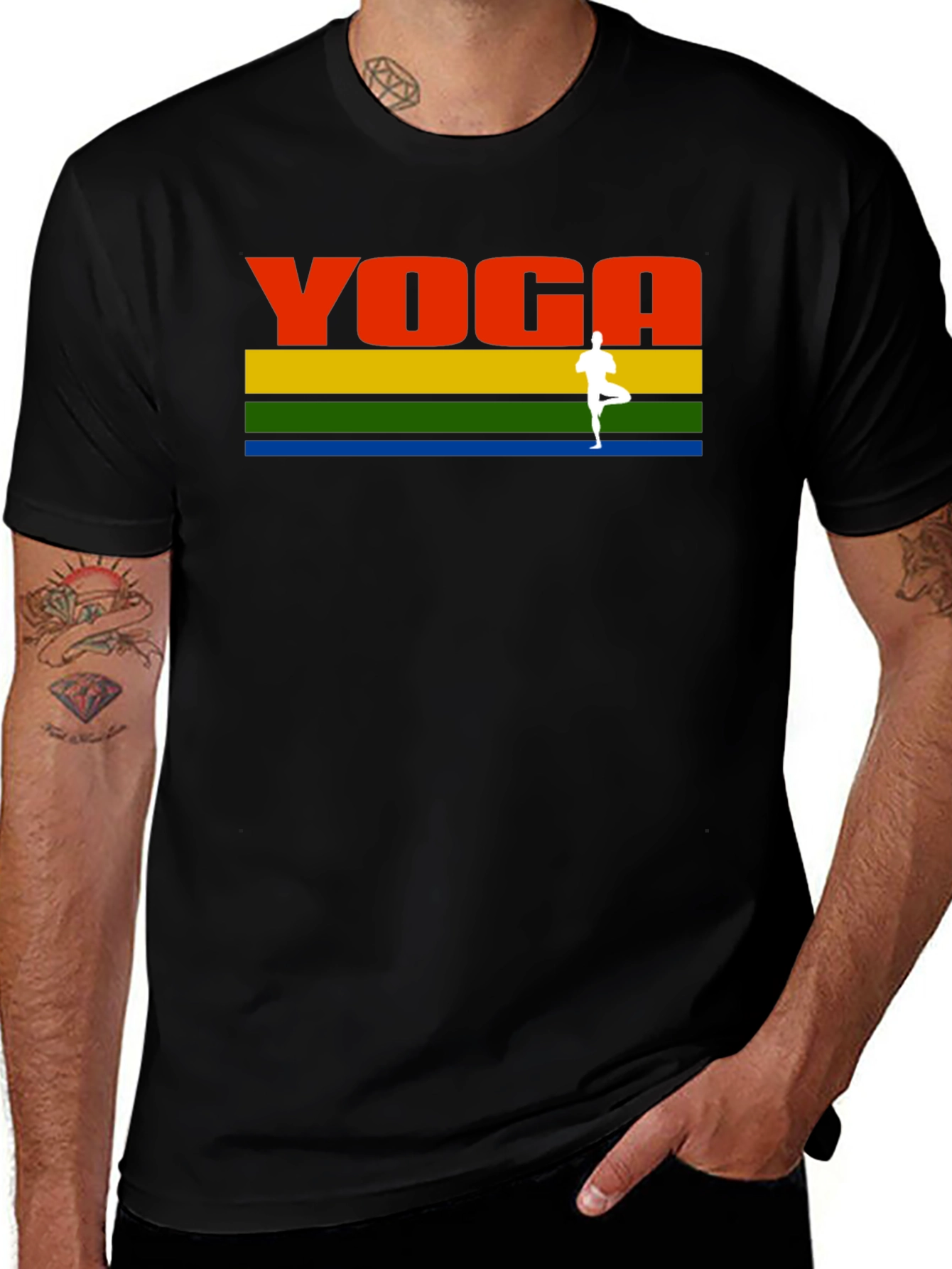 Yoga Retro Rainbow Stripe T-Shirt