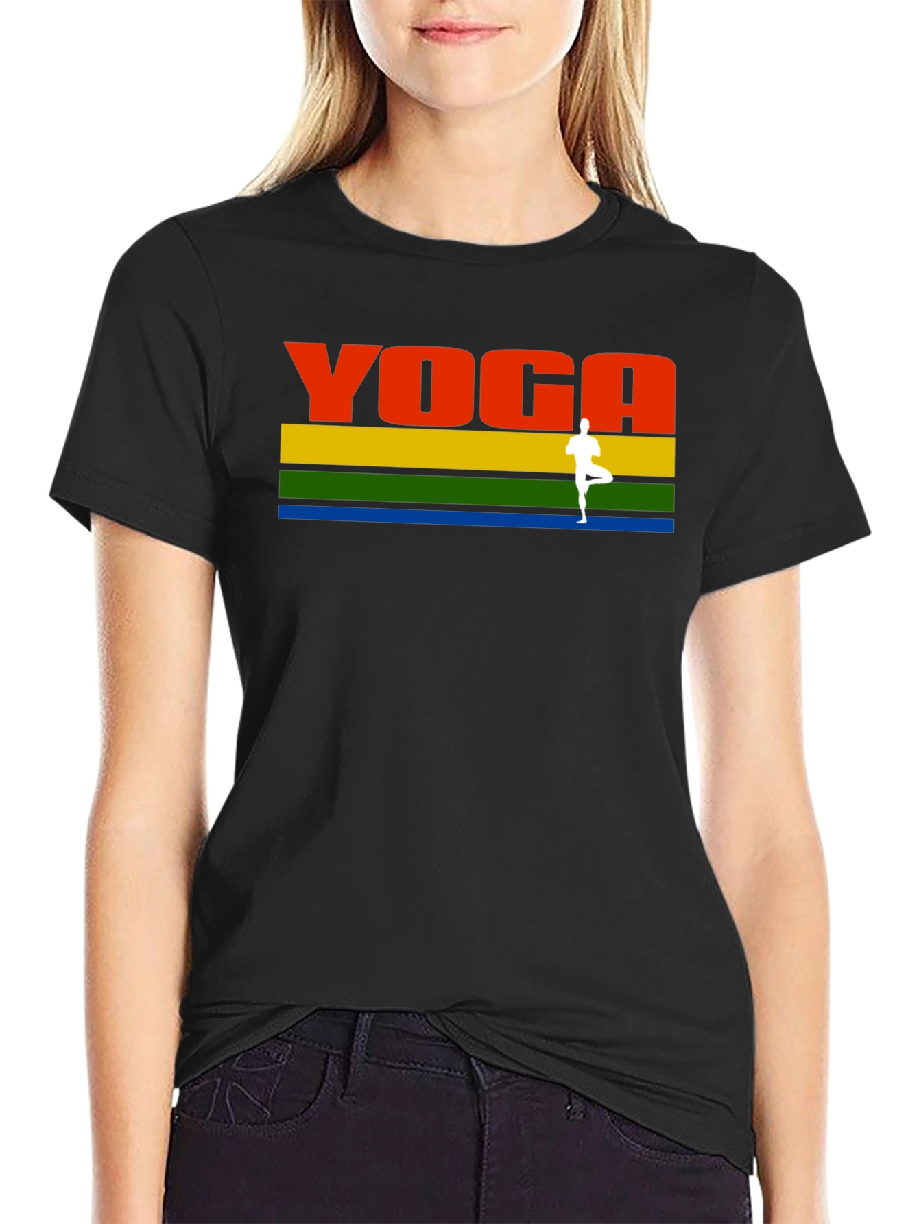 Yoga Retro Rainbow Stripe T-Shirt