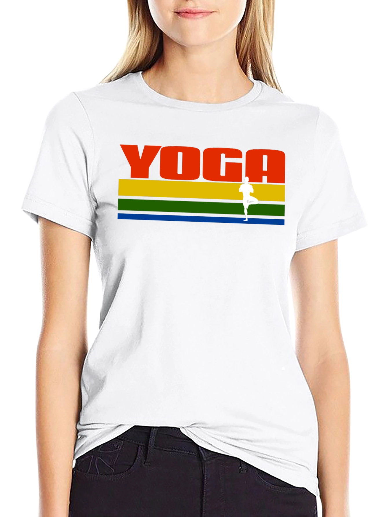 Yoga Retro Rainbow Stripe T-Shirt