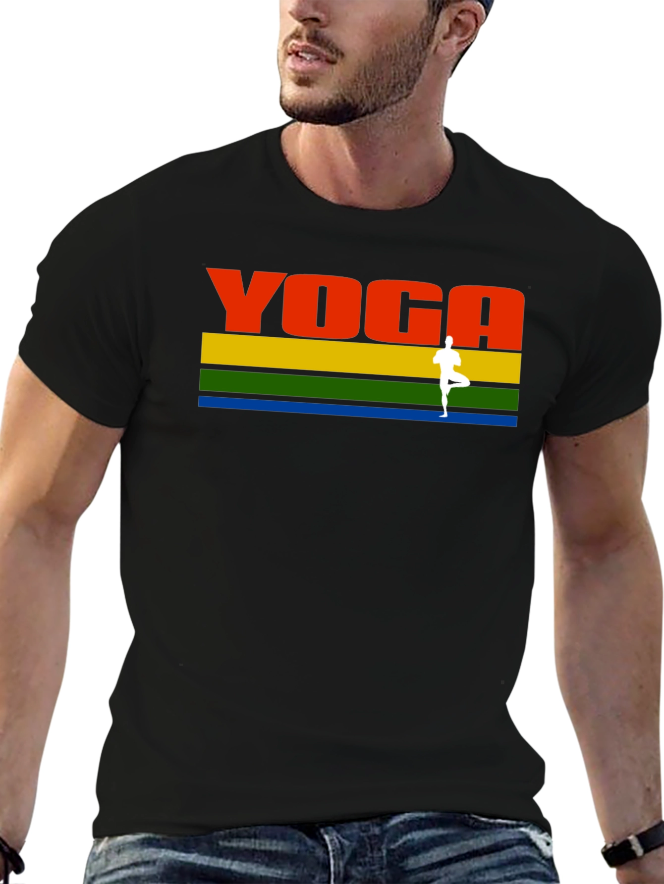 Yoga Retro Rainbow Stripe T-Shirt