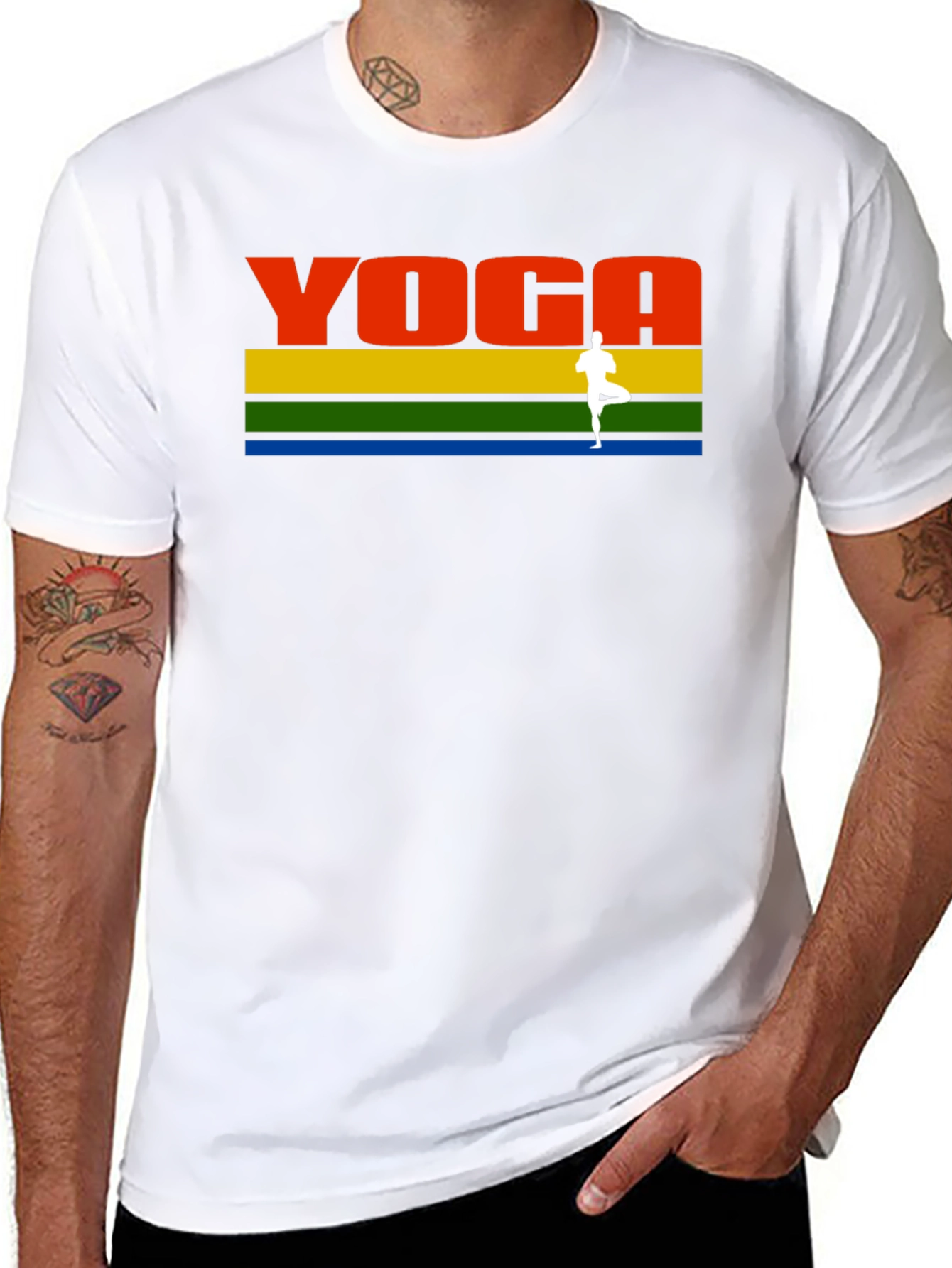 Yoga Retro Rainbow Stripe T-Shirt