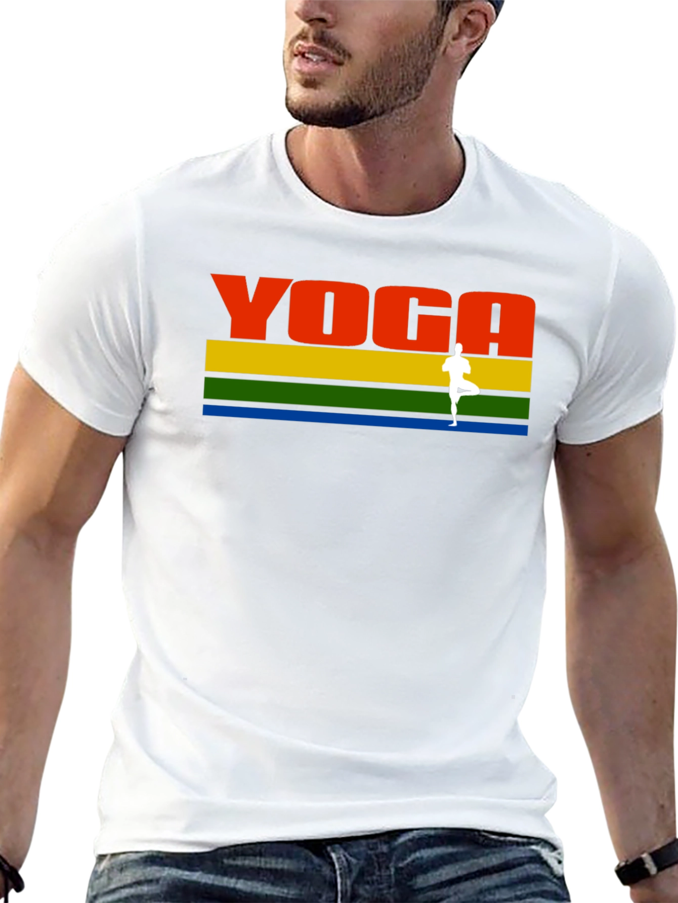 Yoga Retro Rainbow Stripe T-Shirt
