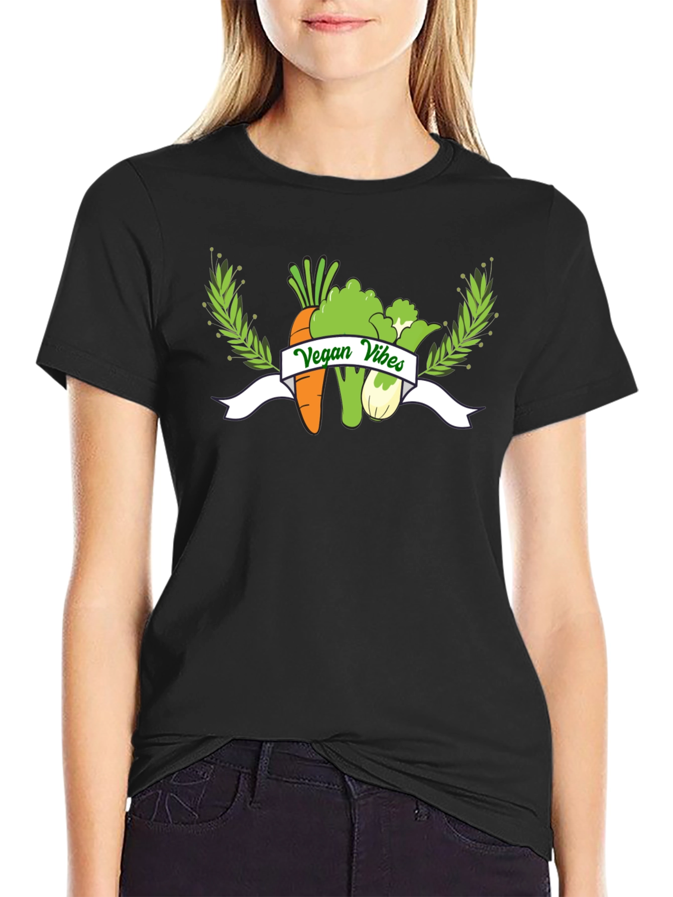Vegan Vibes Graphic T-Shirt - Black