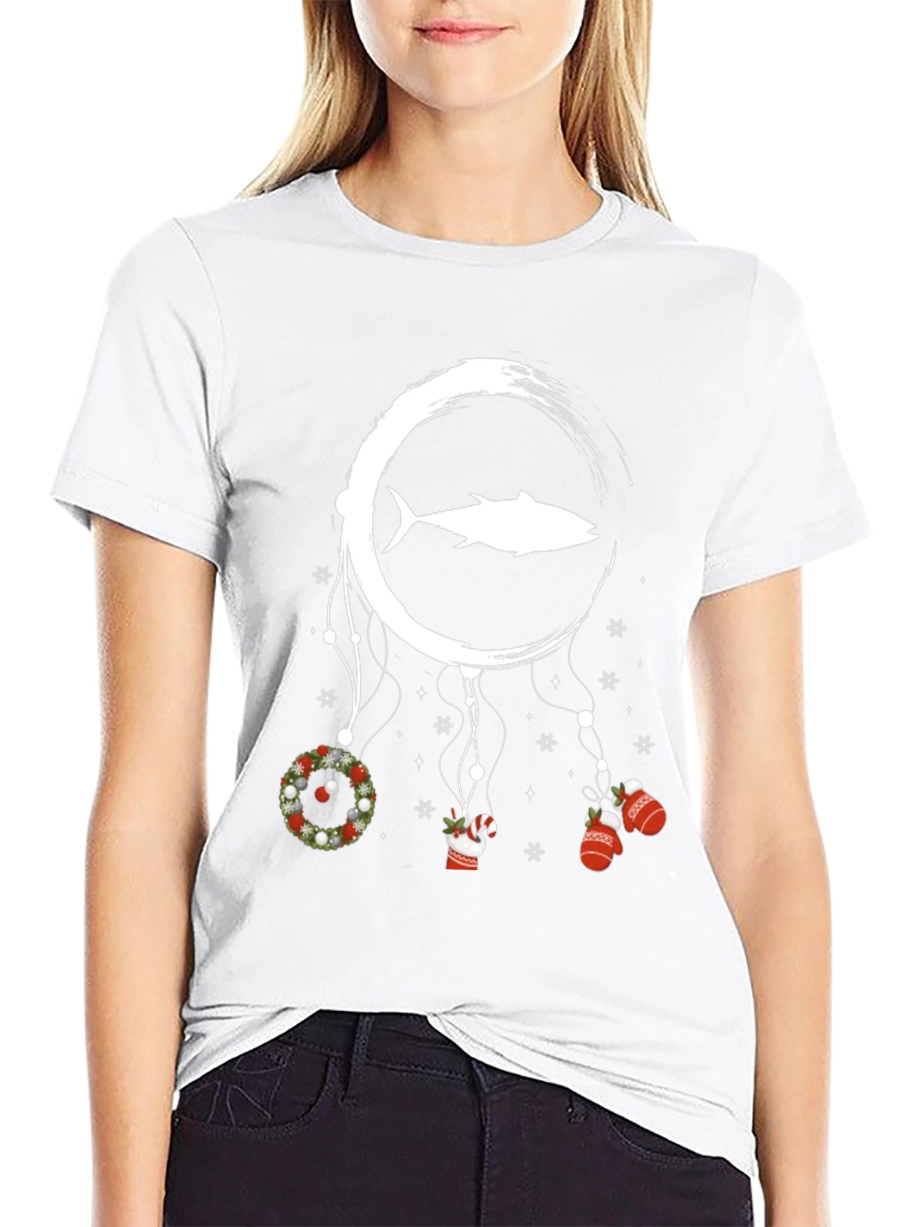 Tuna Christmas Dreamcatcher Black T-Shirt