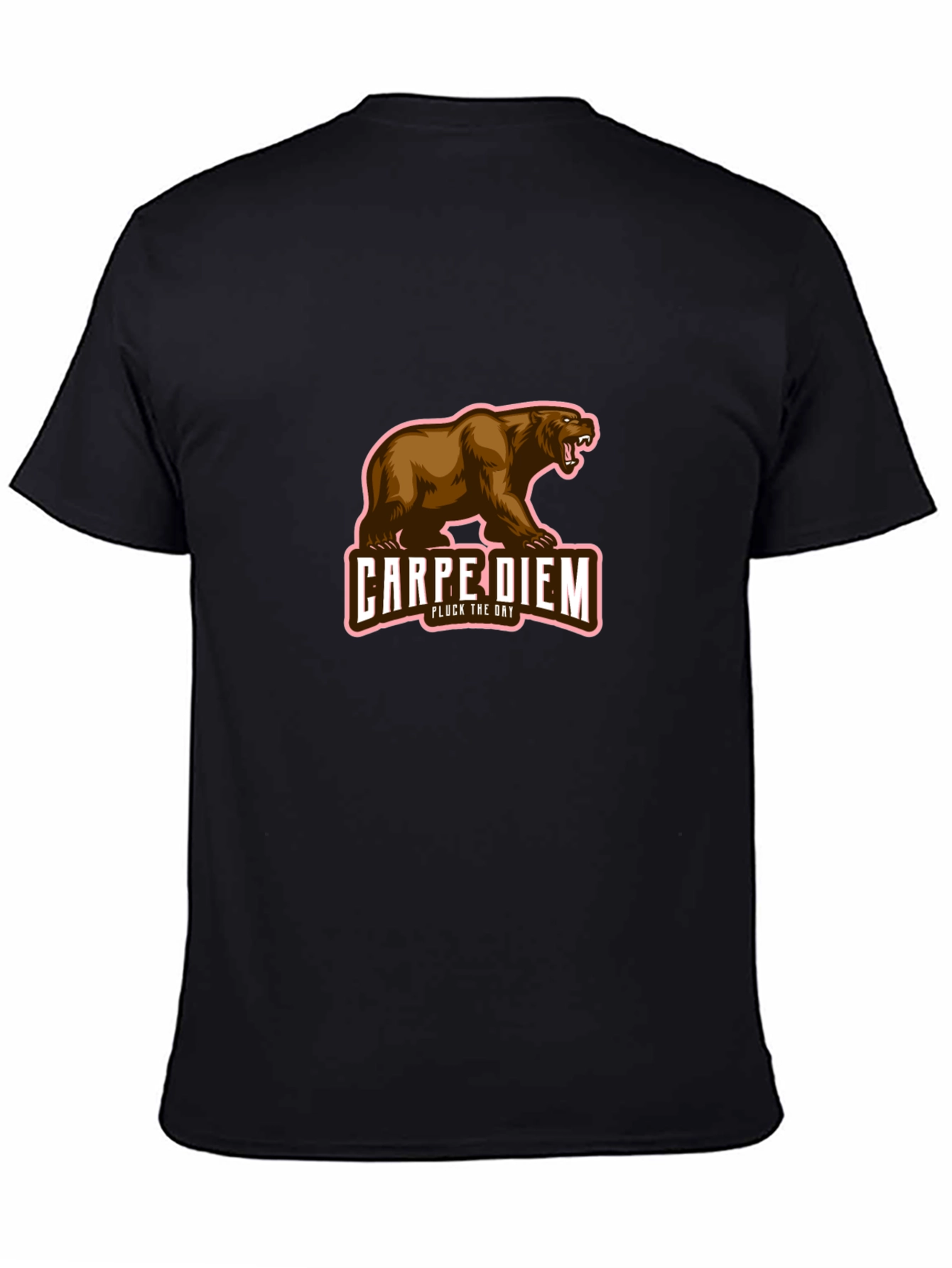 Carpe Diem Bear Graphic Black T-Shirt