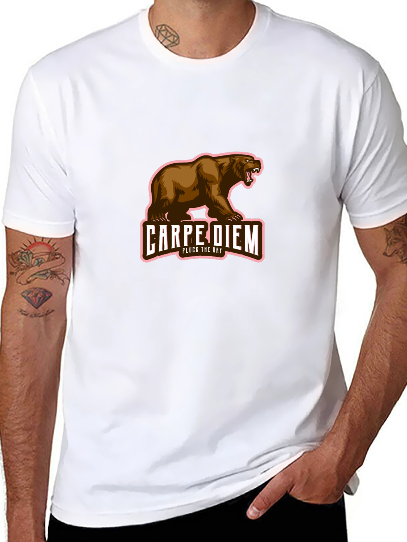 Carpe Diem Bear Graphic Black T-Shirt