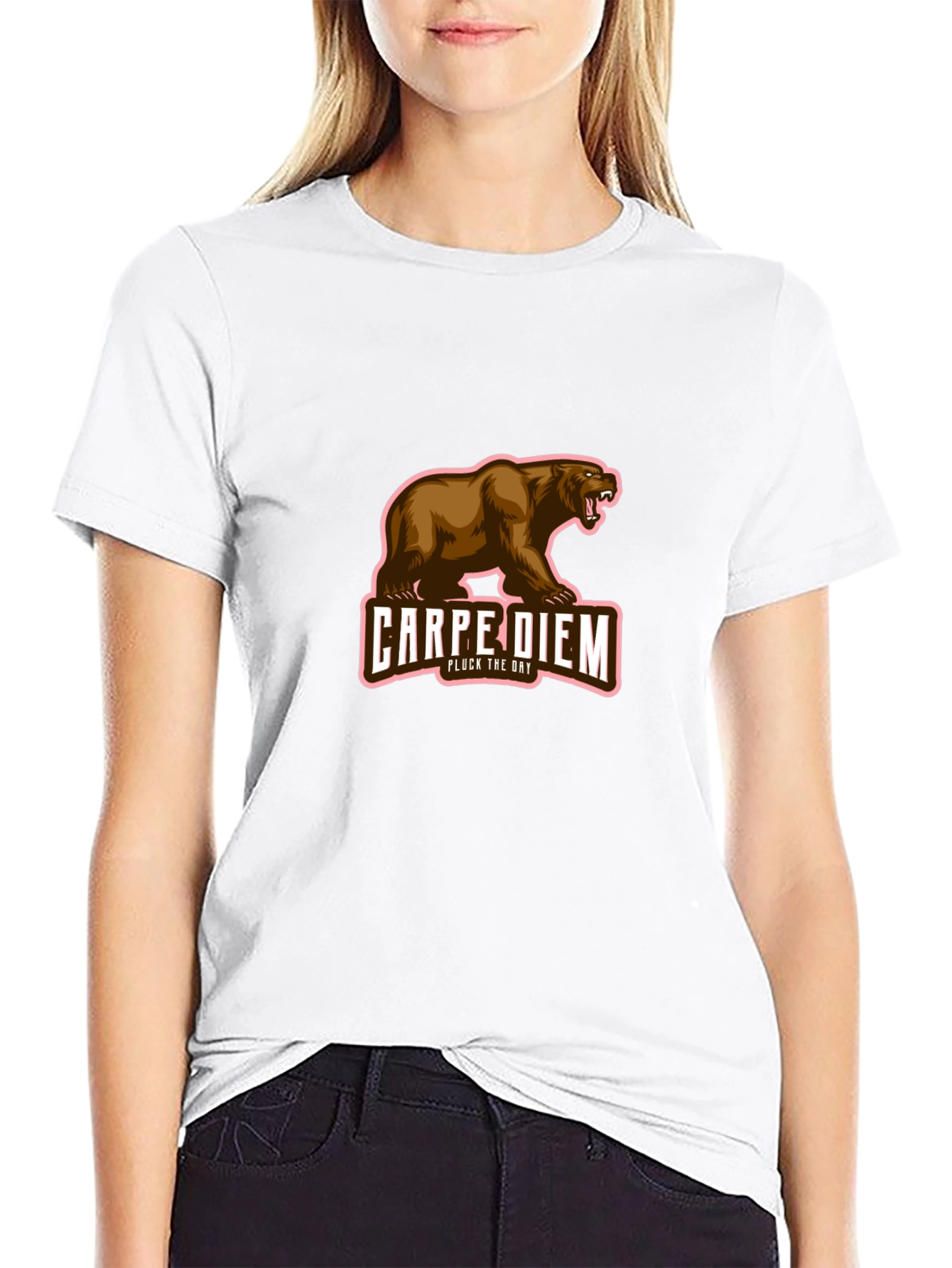 Carpe Diem Bear Graphic Black T-Shirt