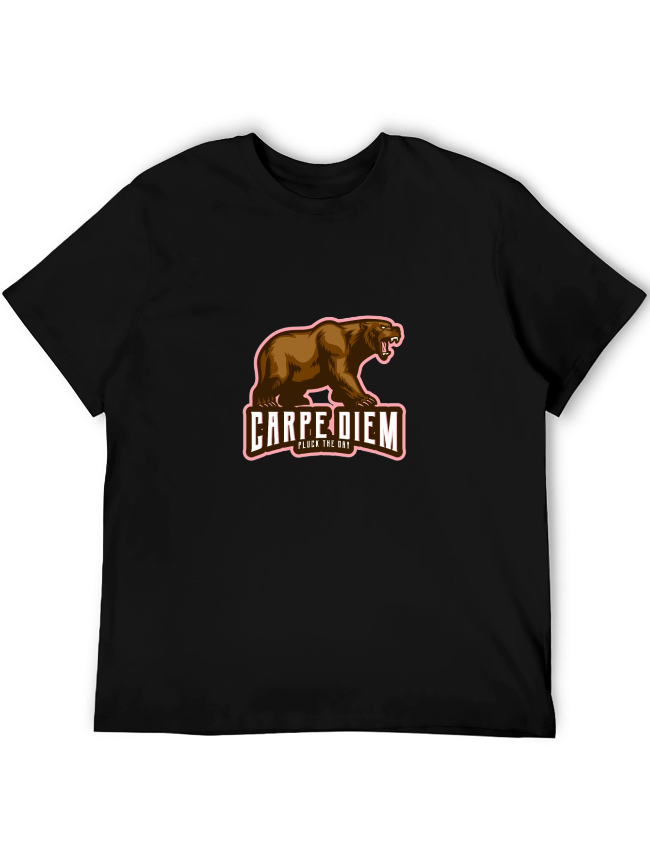 Carpe Diem Bear Graphic Black T-Shirt