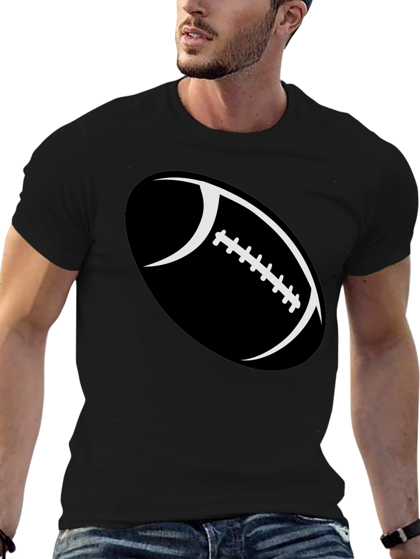 Football Graphic Black T-Shirt