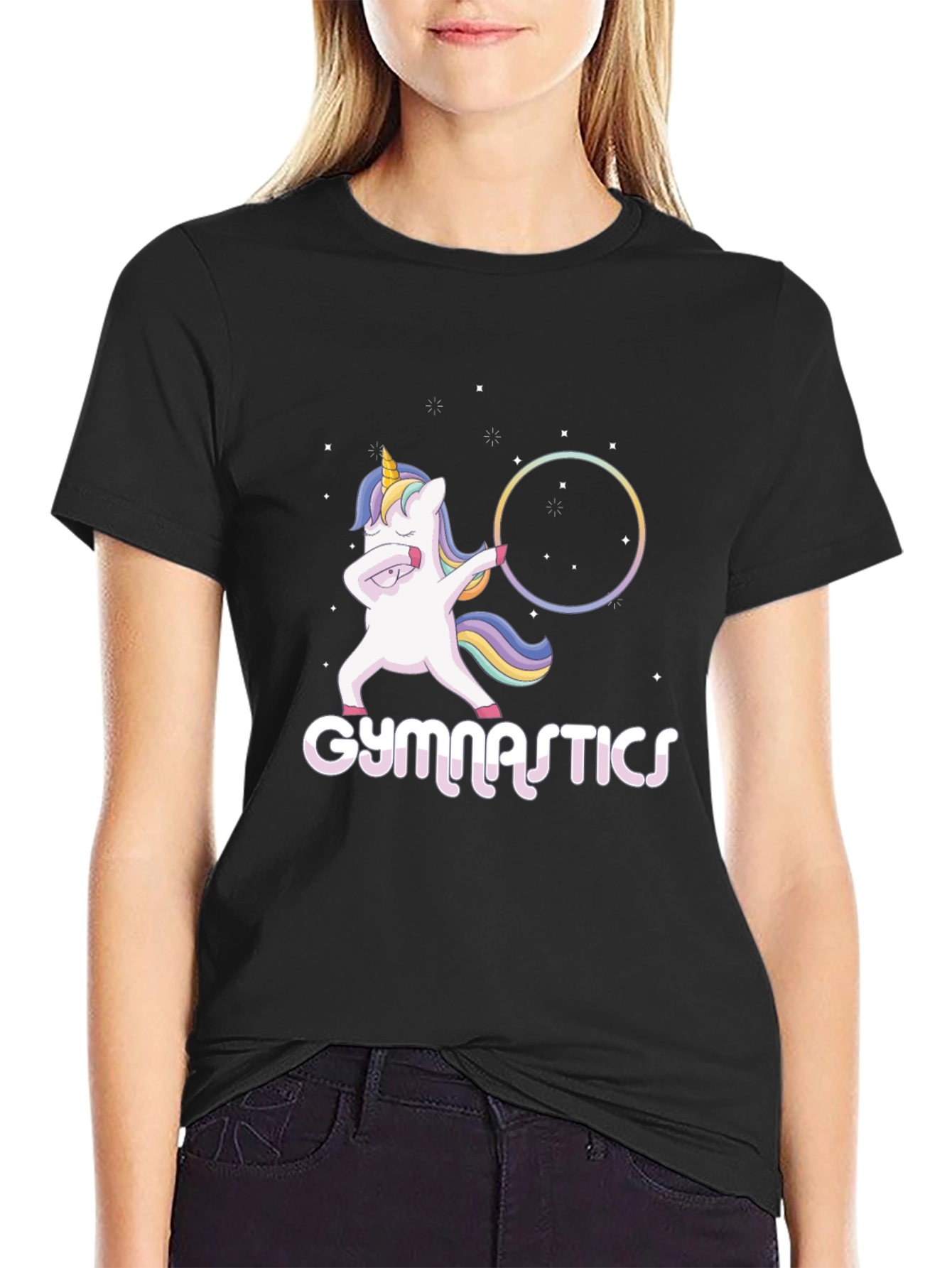Unicorn Gymnastics Black T-Shirt