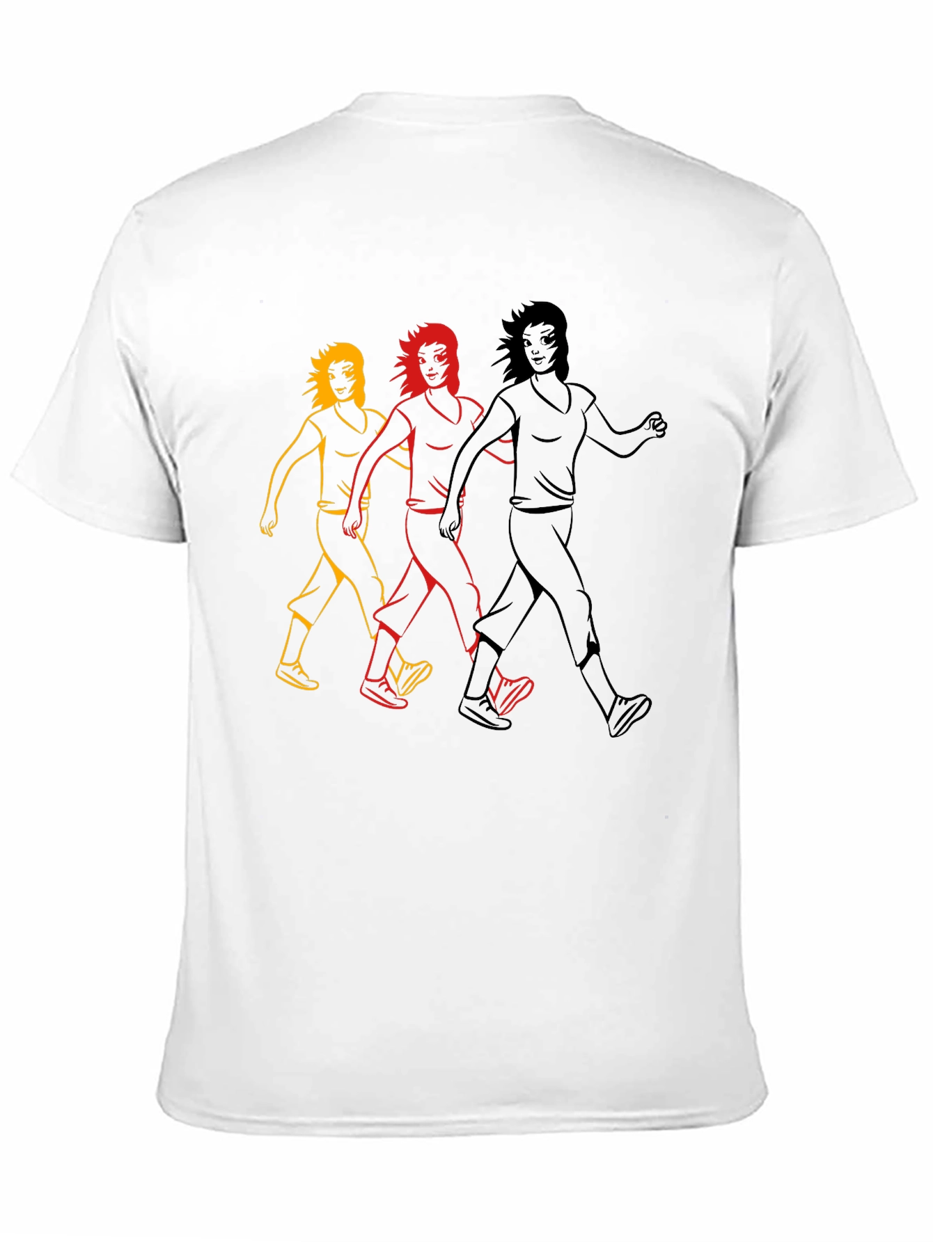 Walking Women Graphic Tee - Black Cotton T-Shirt