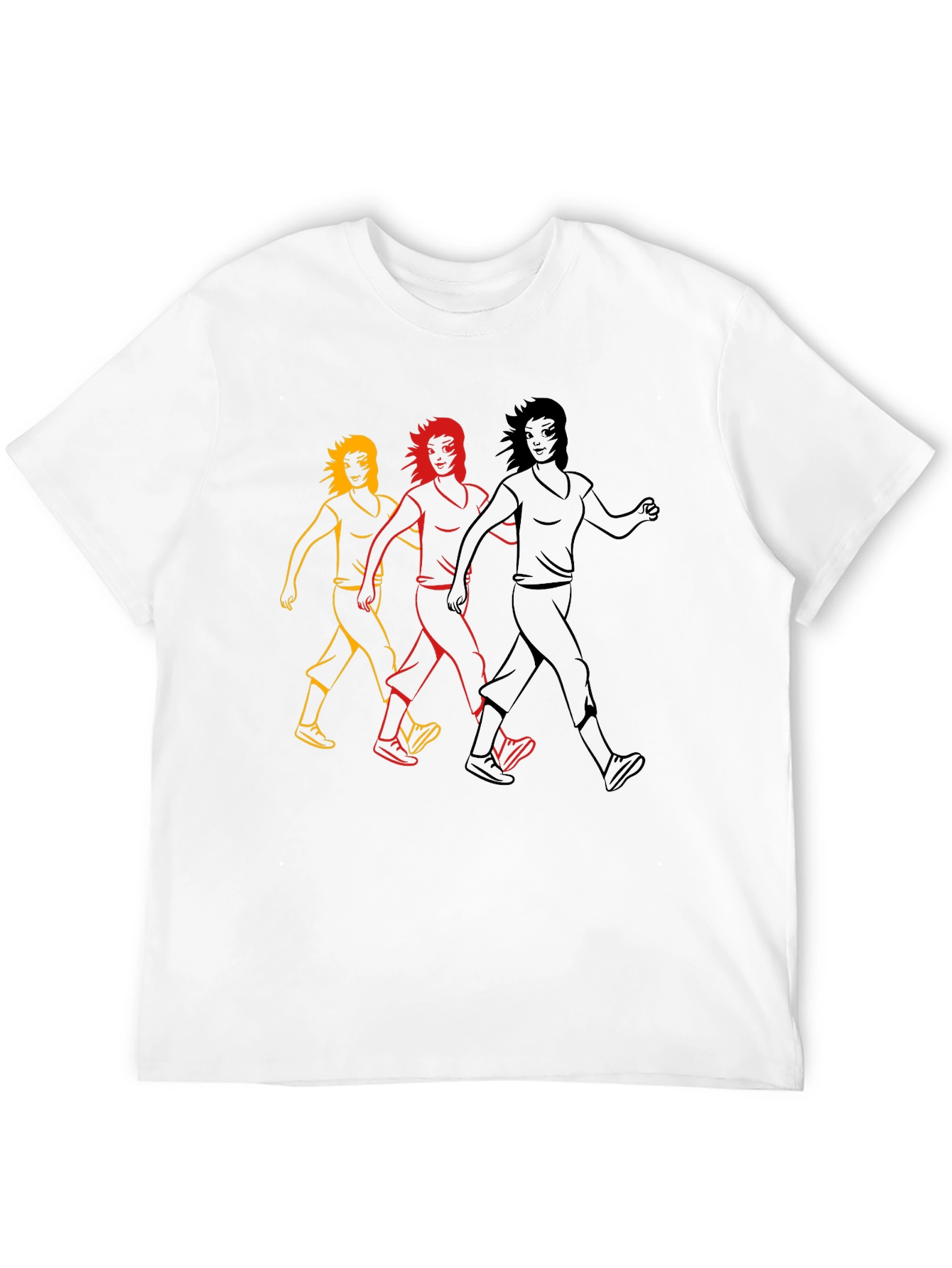 Walking Women Graphic Tee - Black Cotton T-Shirt