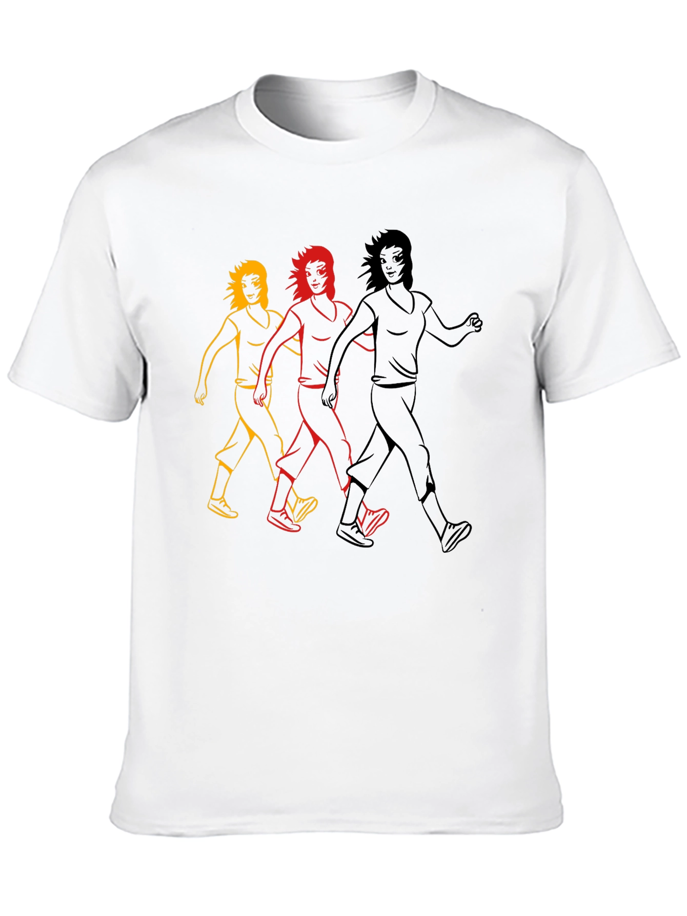 Walking Women Graphic Tee - Black Cotton T-Shirt