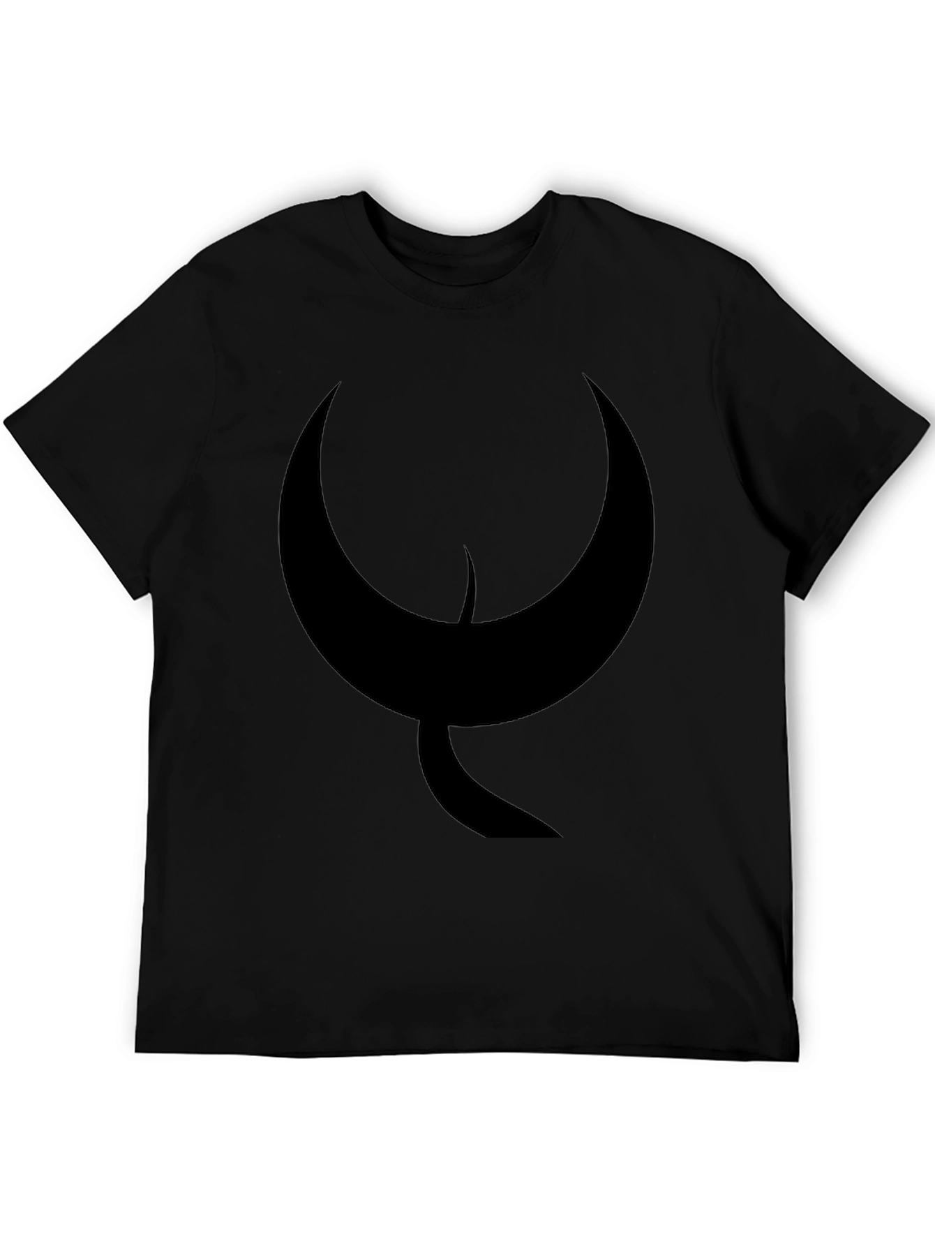 Mens Black T-Shirt with Abstract Crescent Moon Design