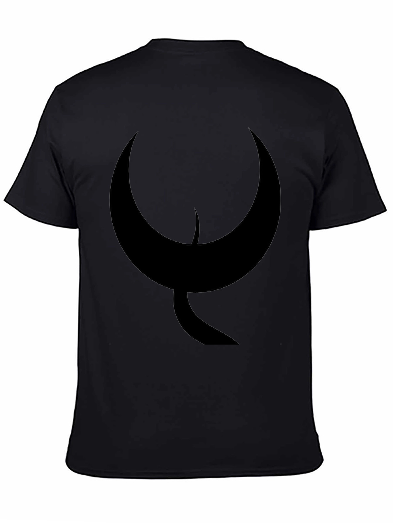 Mens Black T-Shirt with Abstract Crescent Moon Design