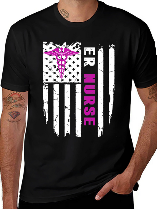 ER Nurse American Flag Graphic Tee