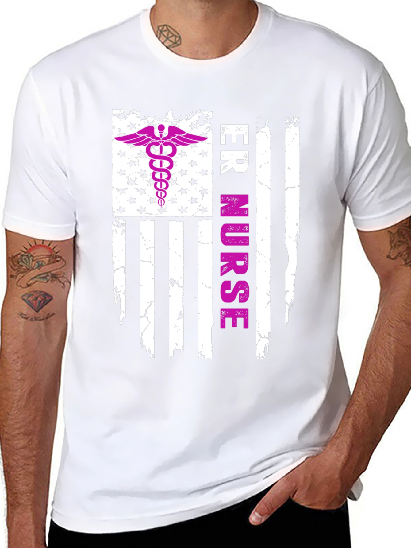 ER Nurse American Flag Graphic Tee