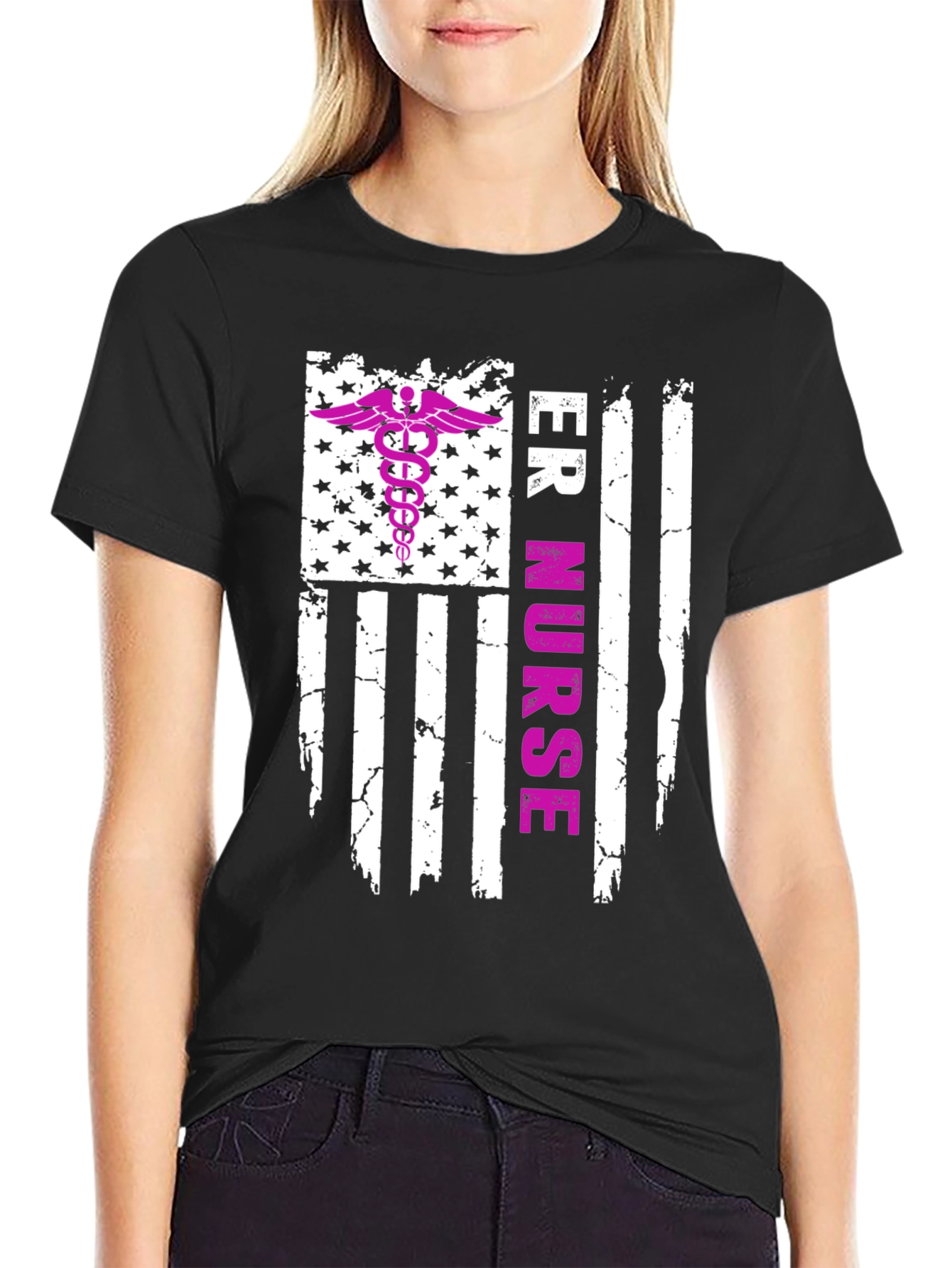 ER Nurse American Flag Graphic Tee