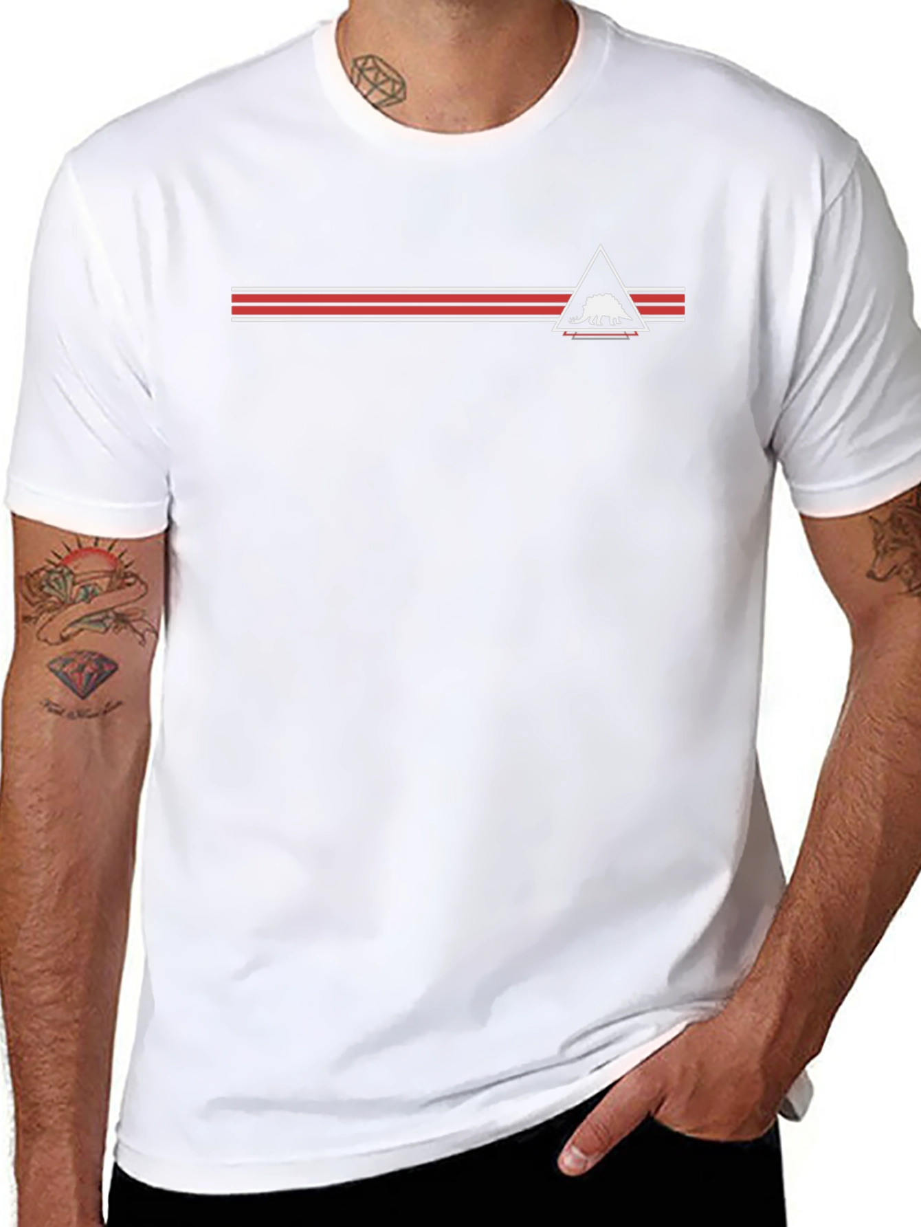 Geometric Dinosaur Graphic Tee - Mens Black T-Shirt