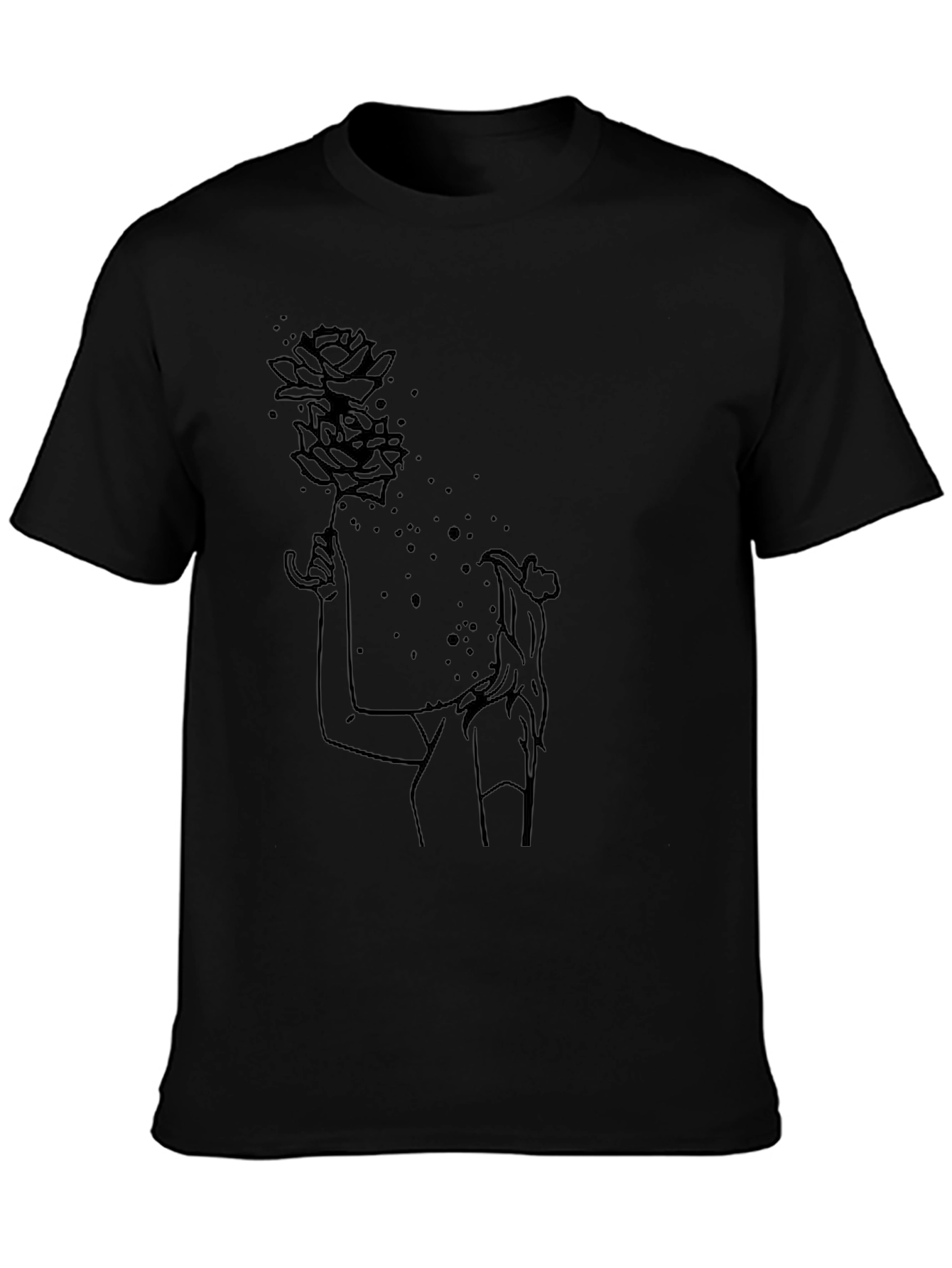 Black Graphic Tee - Rose Woman Design