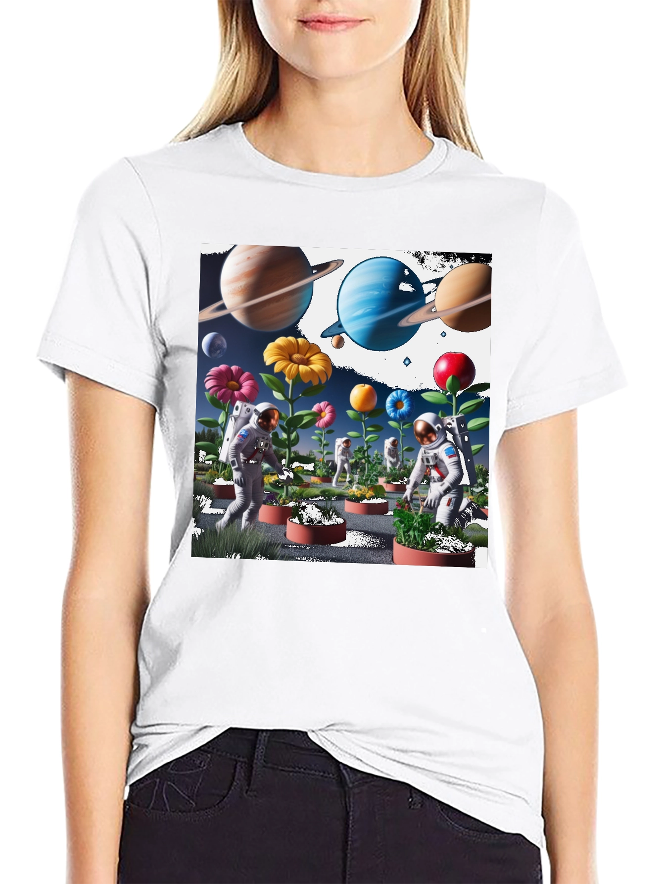 Astronauts Planting Flowers T-Shirt