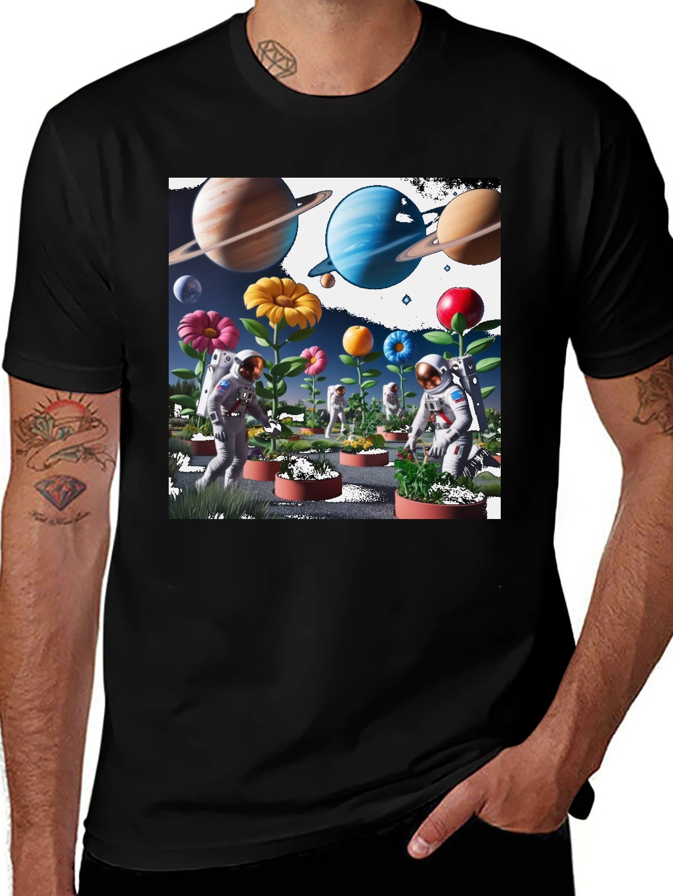 Astronauts Planting Flowers T-Shirt