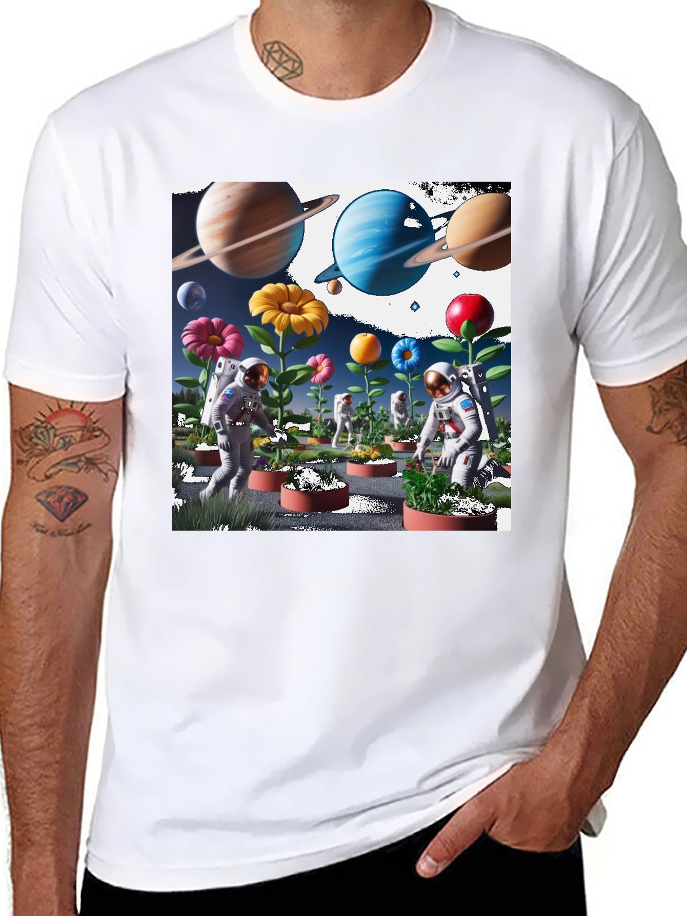 Astronauts Planting Flowers T-Shirt
