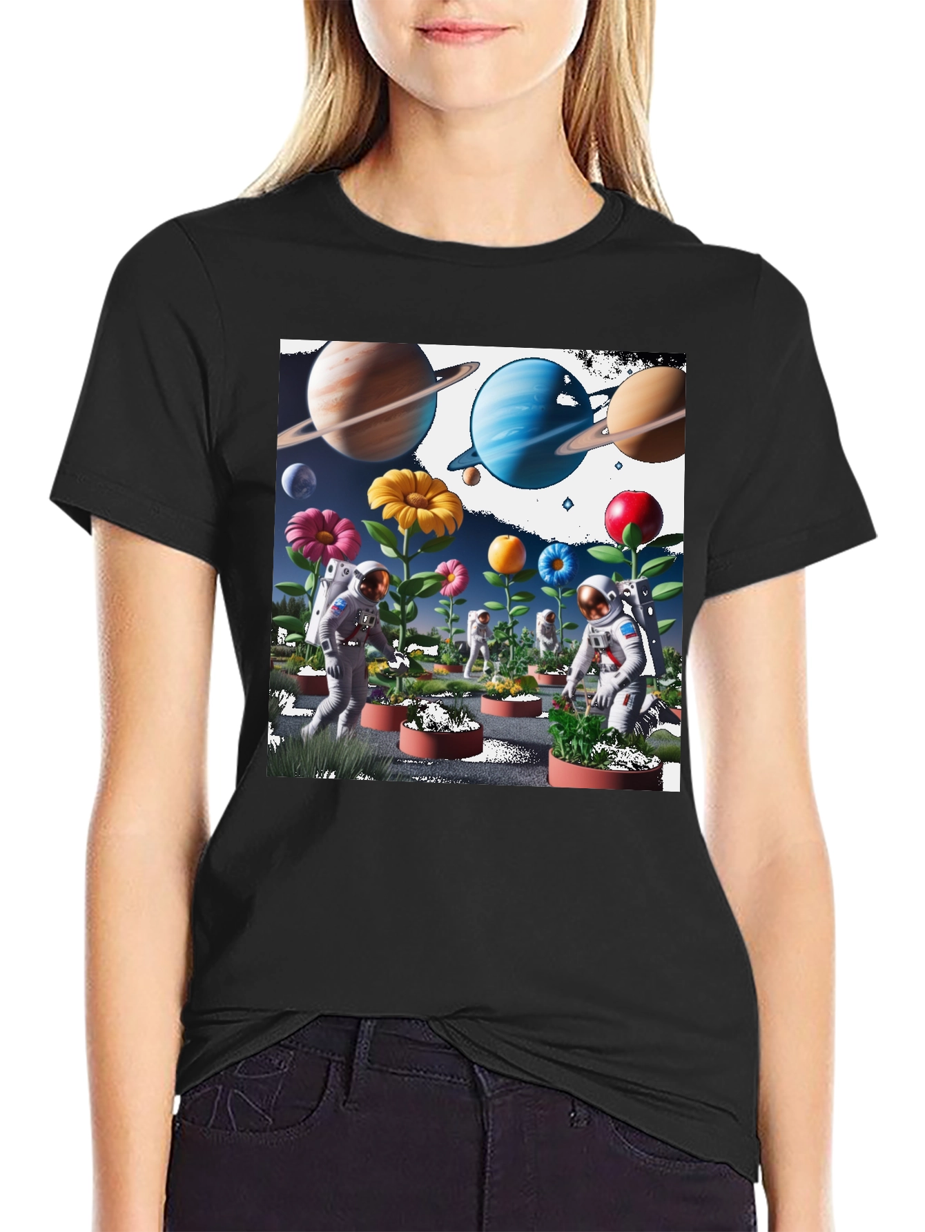 Astronauts Planting Flowers T-Shirt