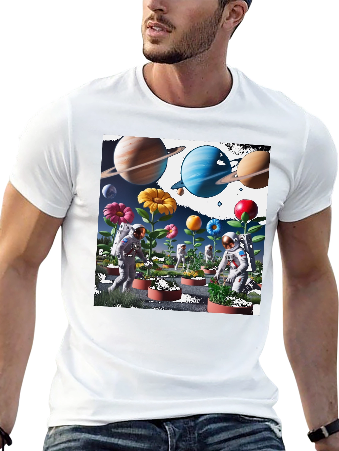 Astronauts Planting Flowers T-Shirt