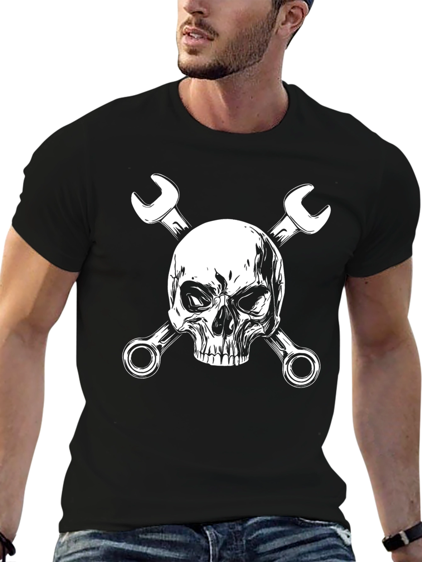 Skull & Wrenches Graphic Black T-Shirt