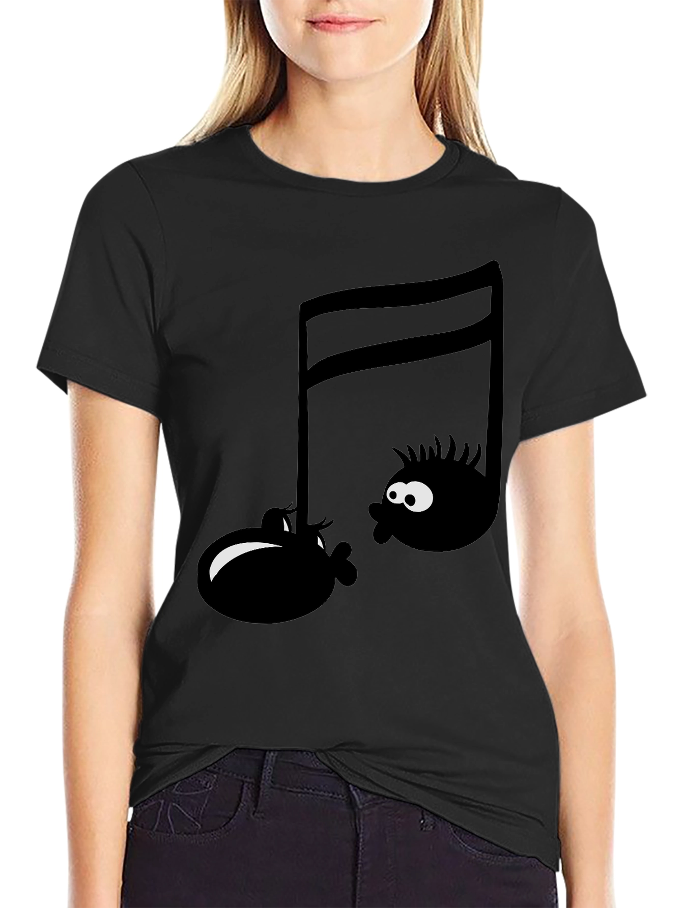 Musical Note Graphic Tee - Funny Cartoon T-Shirt