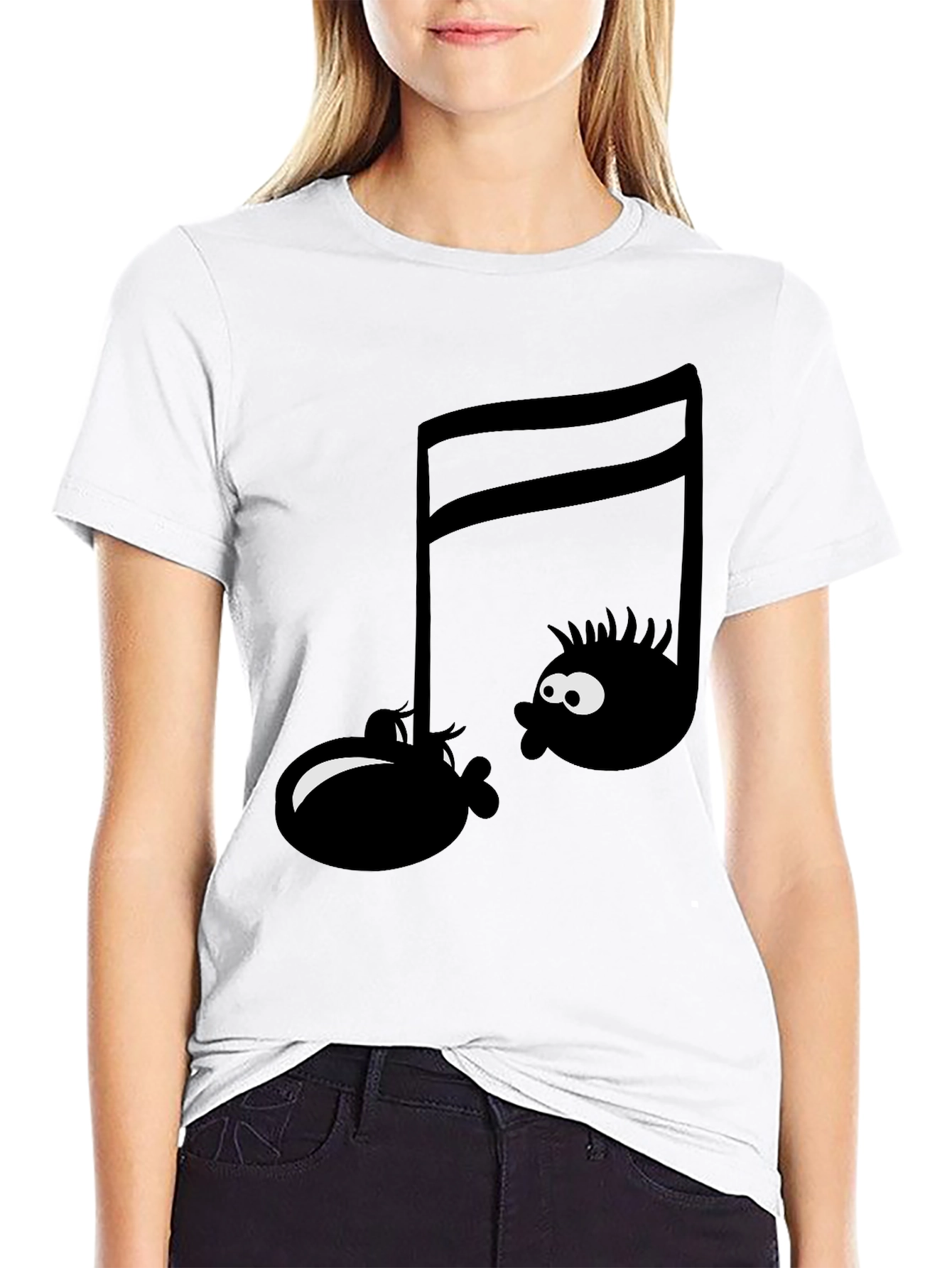 Musical Note Graphic Tee - Funny Cartoon T-Shirt