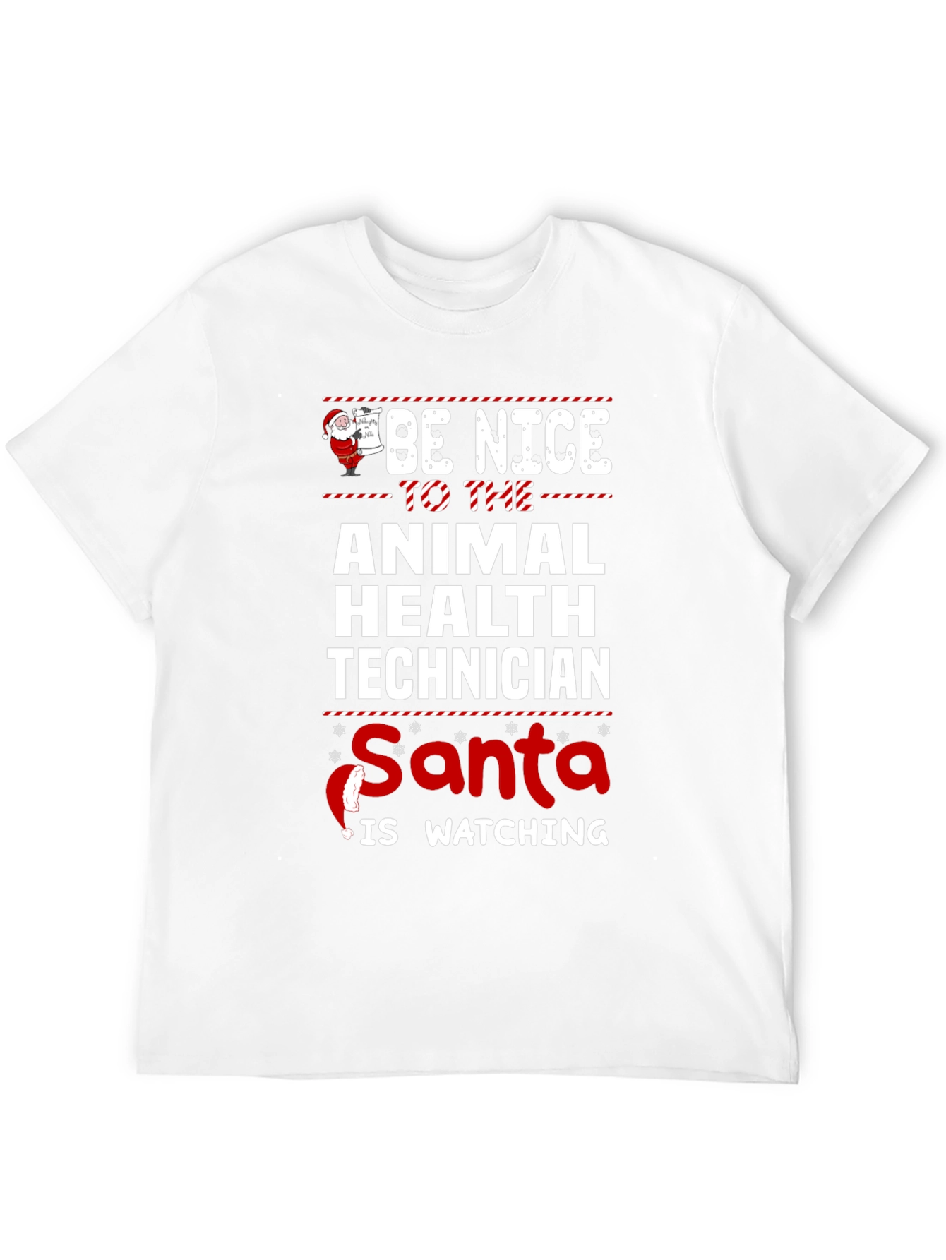 Animal Health Technician Santa Watching T-Shirt