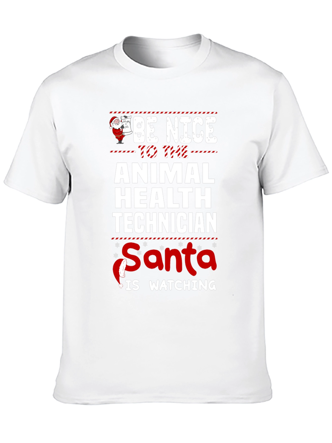 Animal Health Technician Santa Watching T-Shirt