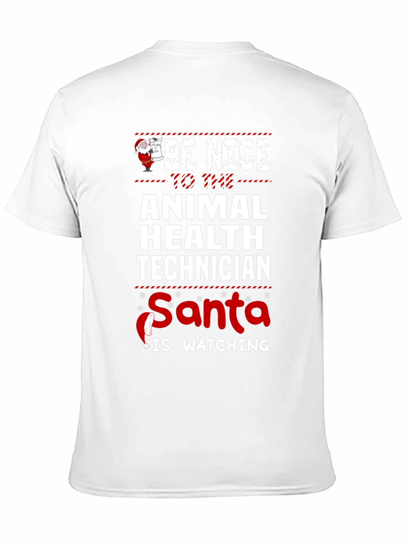 Animal Health Technician Santa Watching T-Shirt