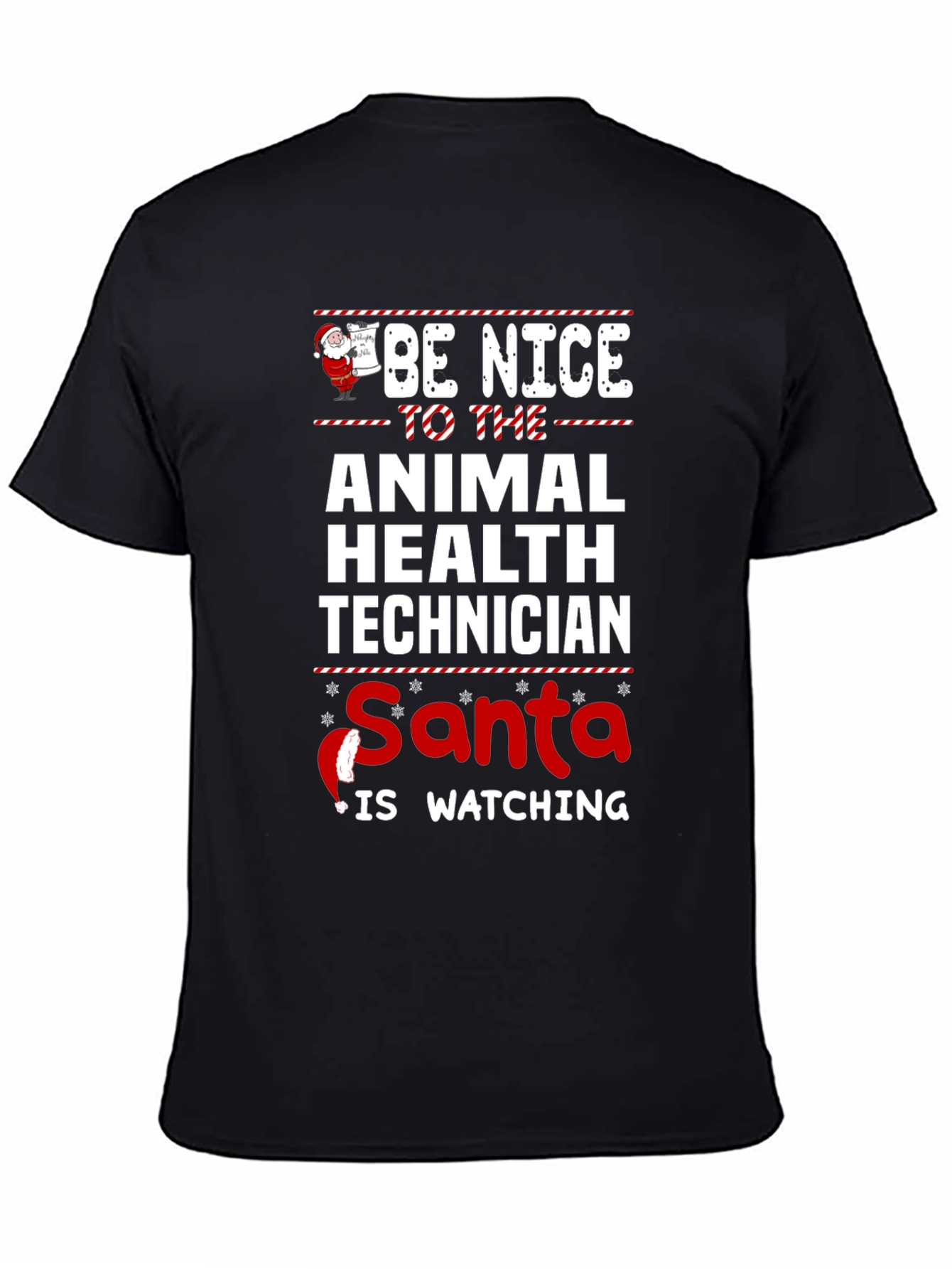 Animal Health Technician Santa Watching T-Shirt