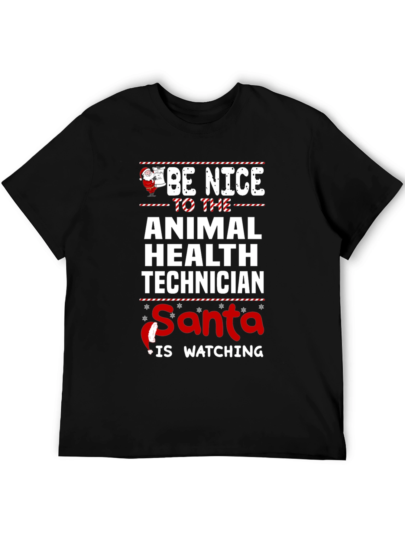 Animal Health Technician Santa Watching T-Shirt