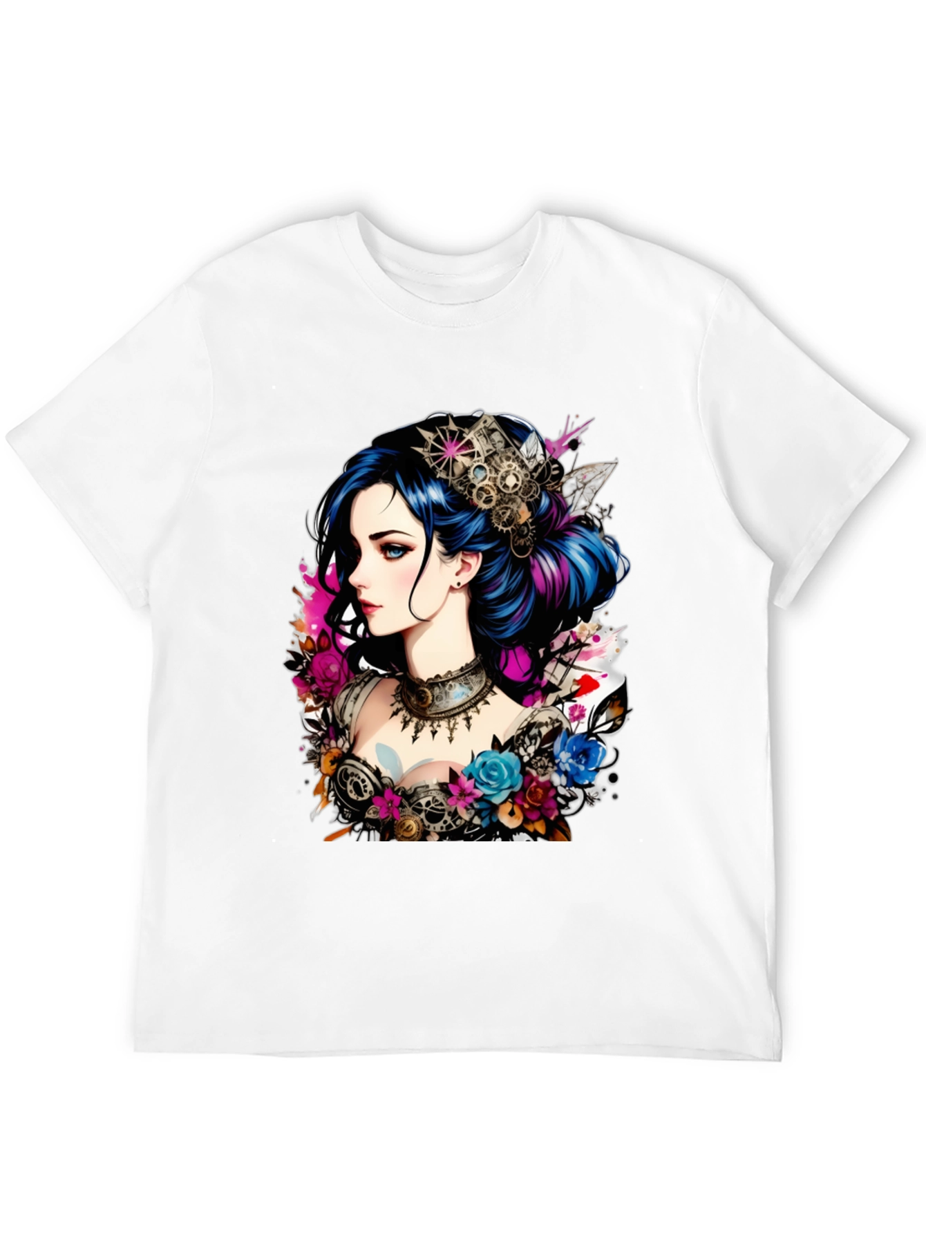 Steampunk Girl Graphic Black T-Shirt