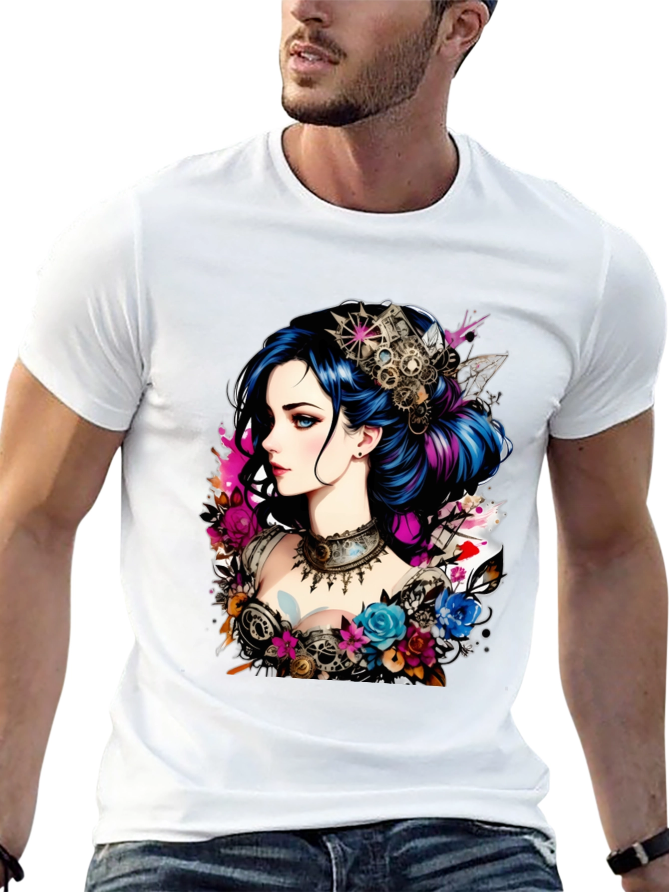 Steampunk Girl Graphic Black T-Shirt