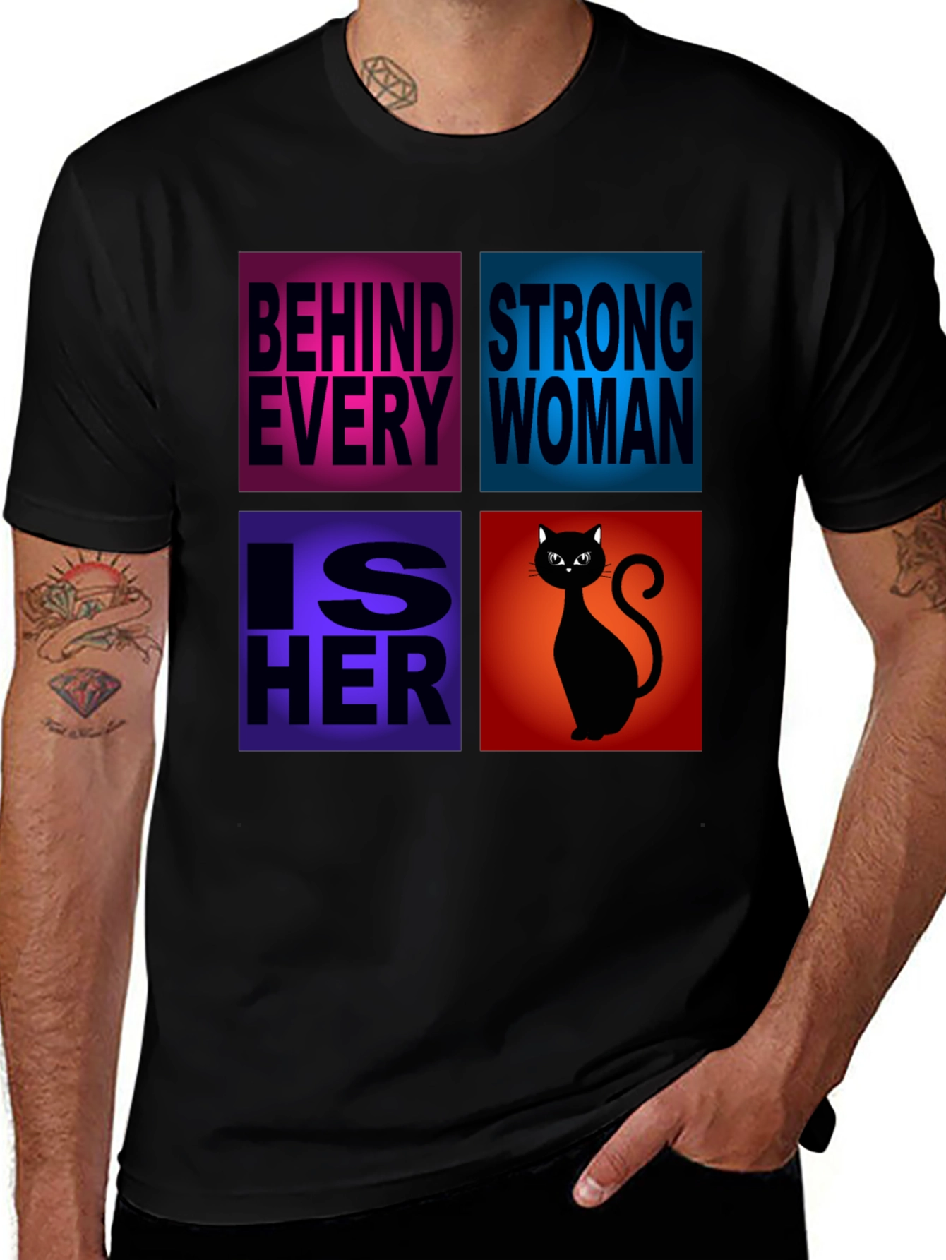 Behind Every Strong Woman Cat T-Shirt