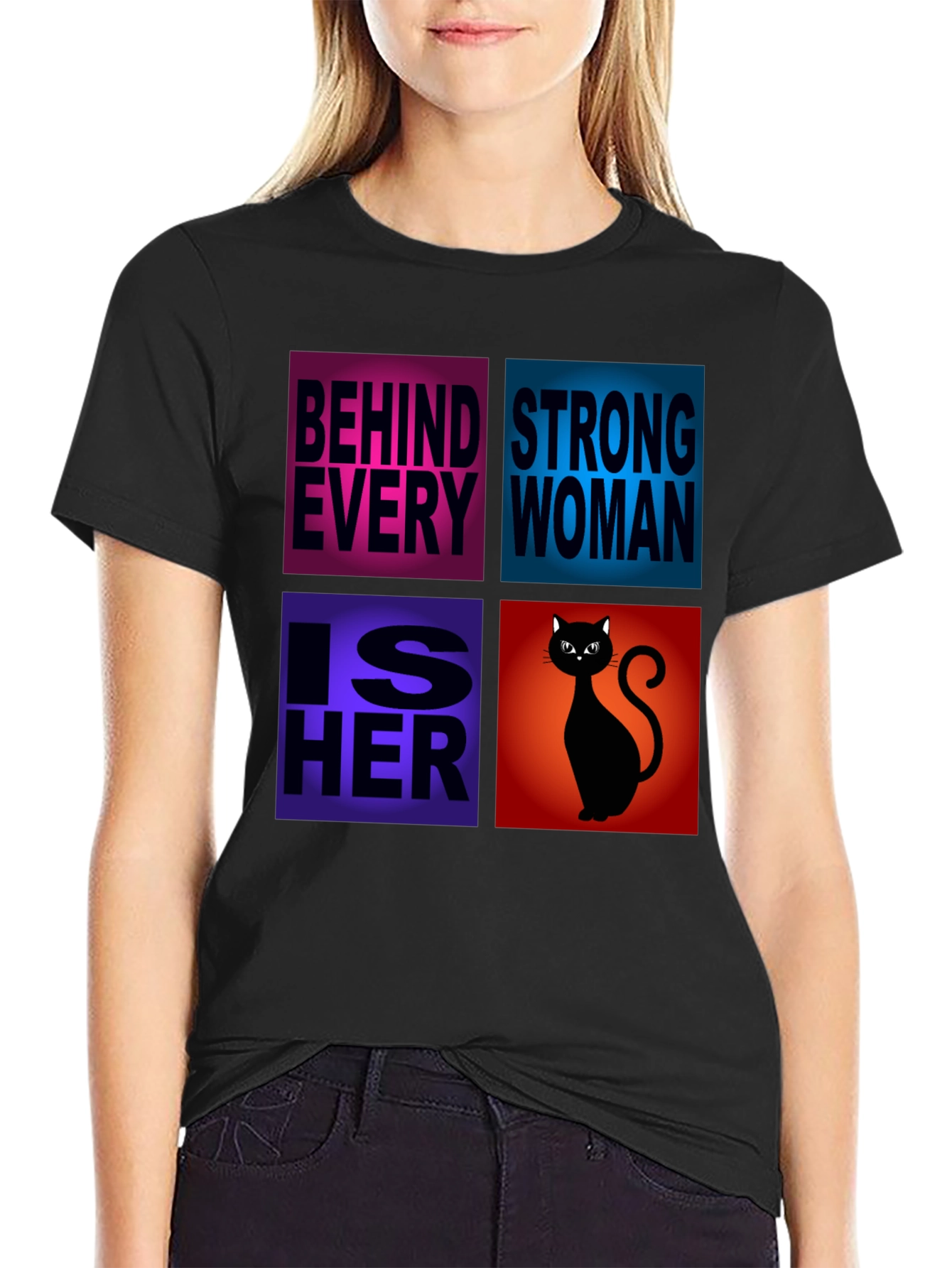 Behind Every Strong Woman Cat T-Shirt